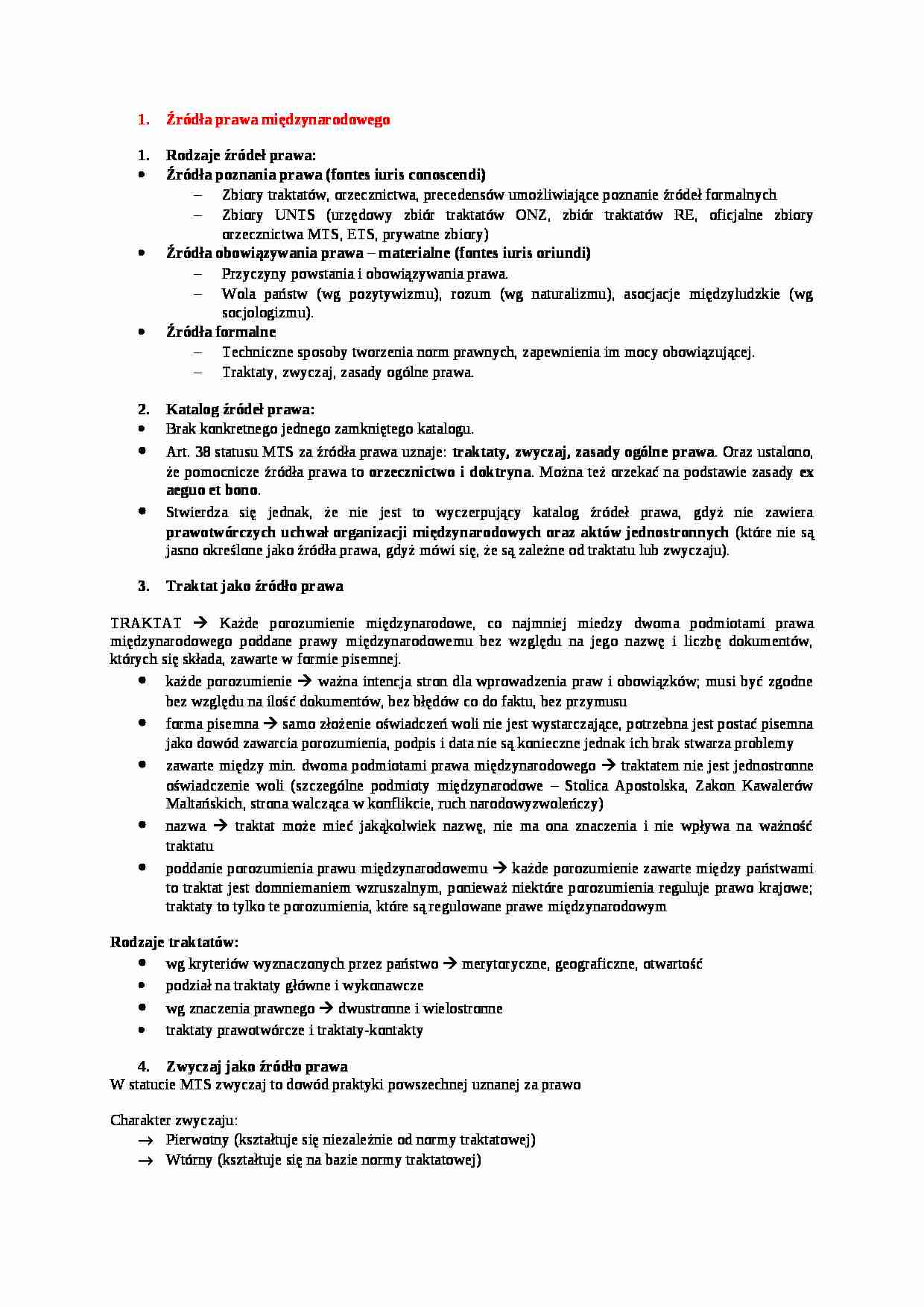  Źródła prawa międzynarodowego - strona 1