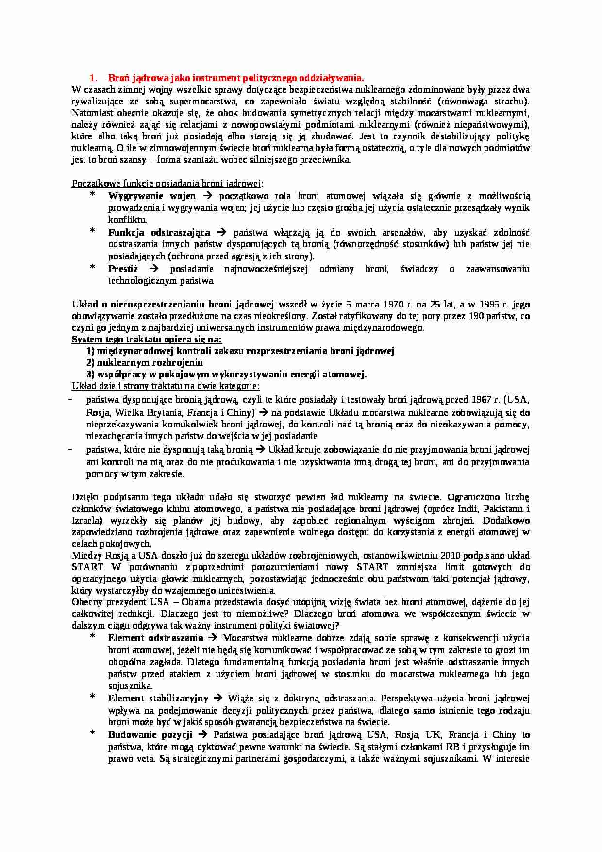  Broń jądrowa jako instrument politycznego oddziaływania - strona 1