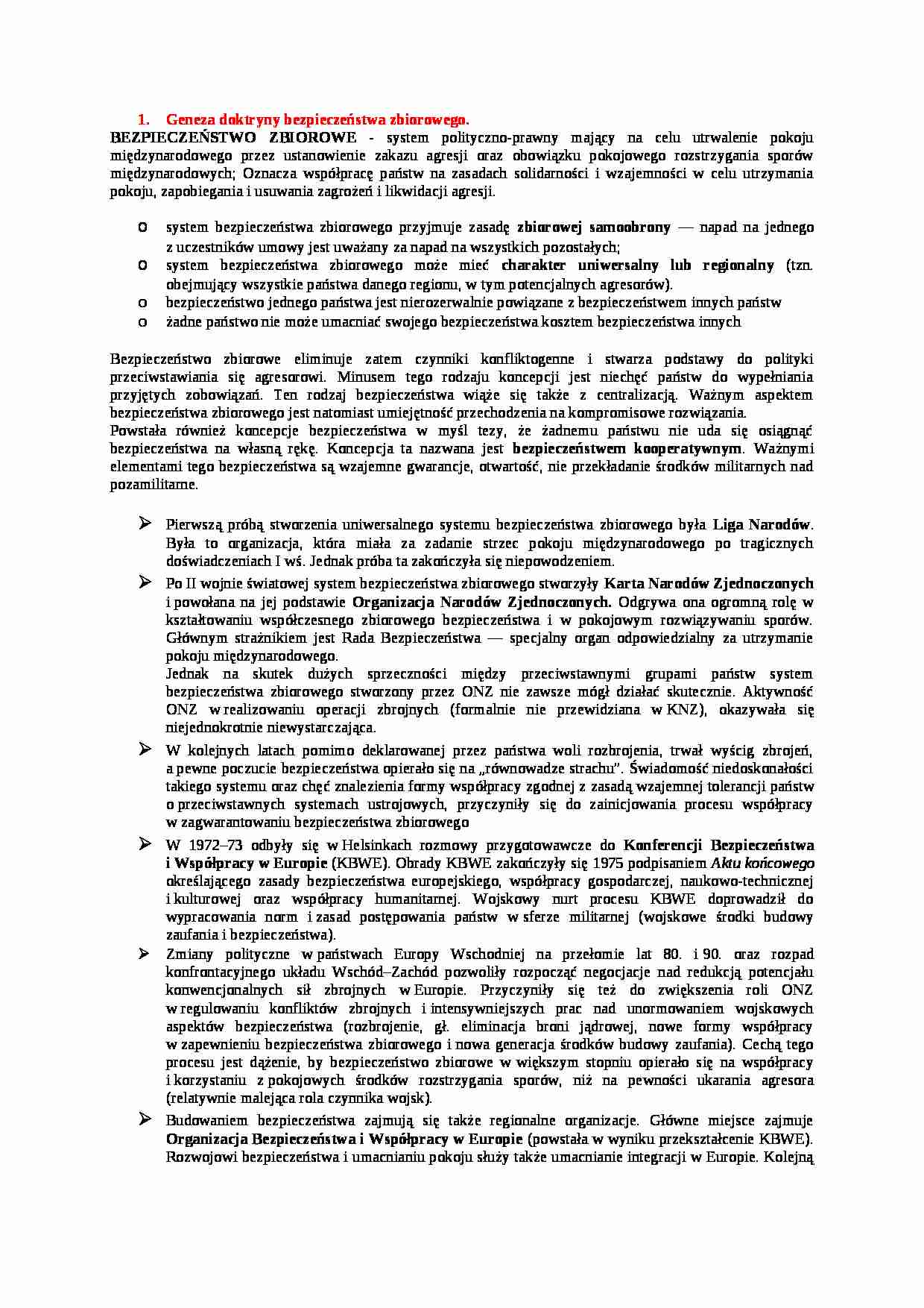  Geneza doktryny bezpieczeństwa zbiorowego - strona 1