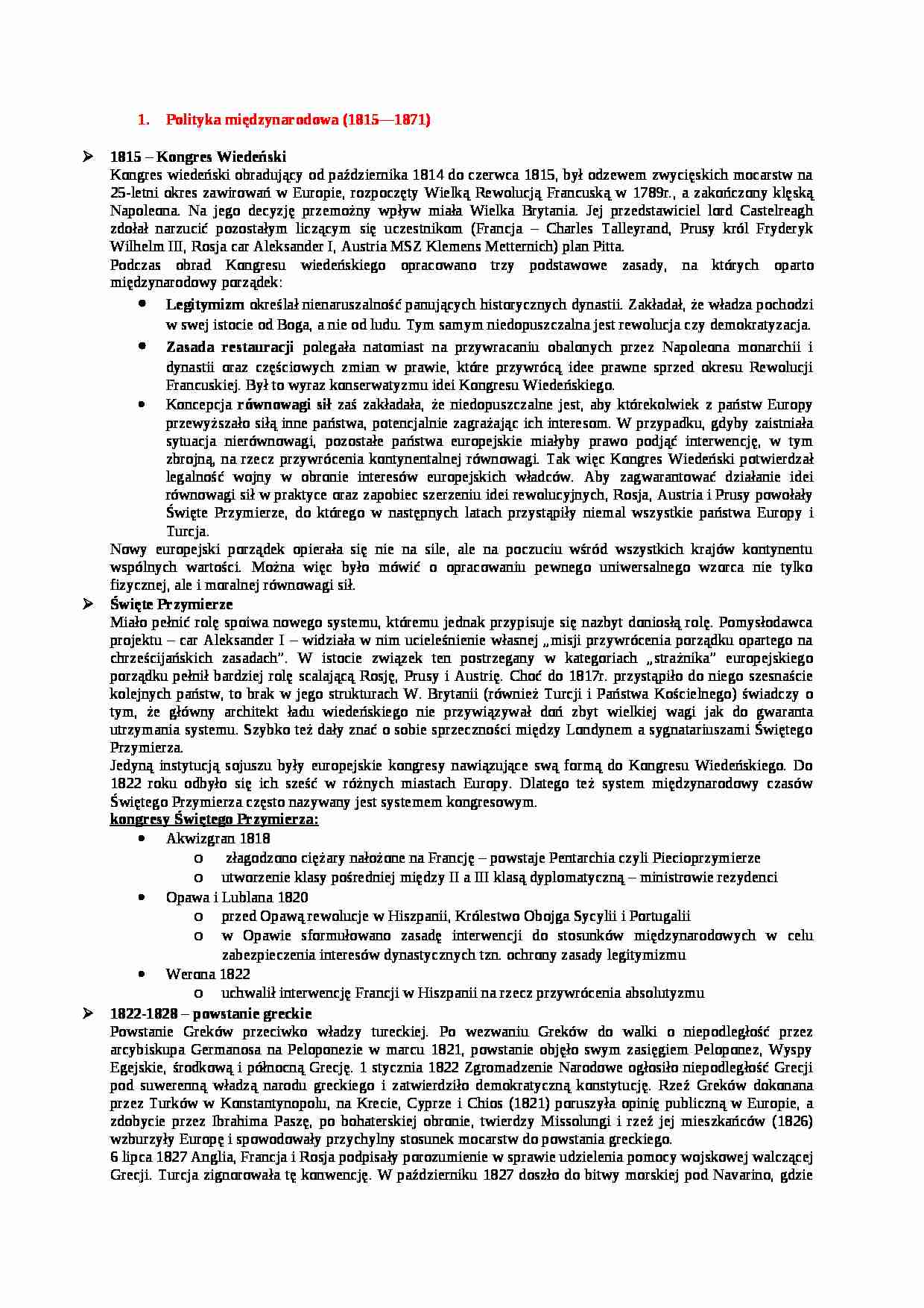  Polityka międzynarodowa (1815-1871) - strona 1