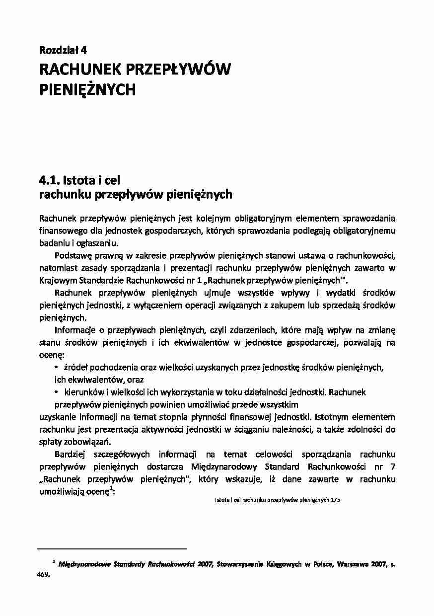 Rachunek przepływów pieniężnych-istota i cel - strona 1