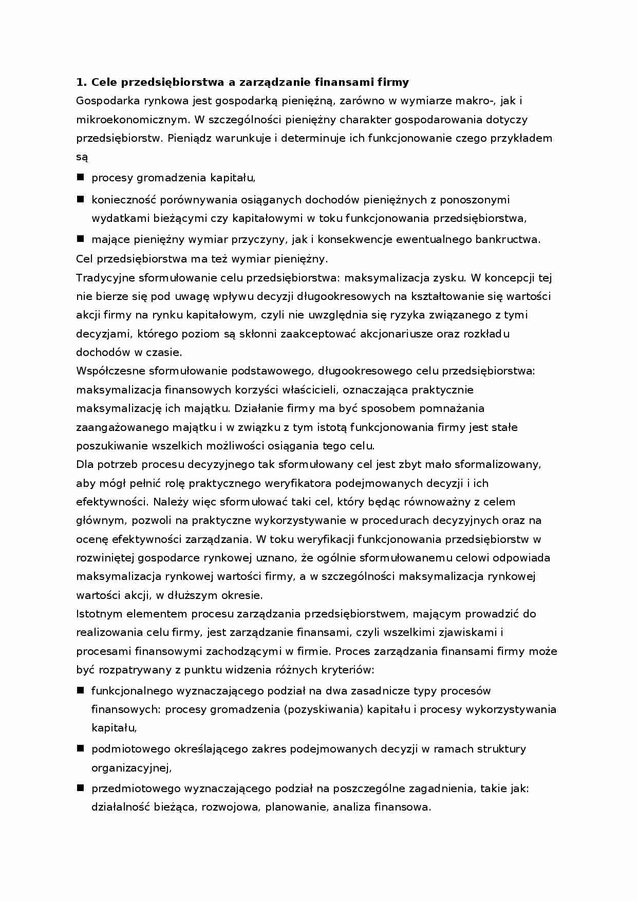 Finanse przedsiębiorstwa a zarządzanie finansami firmy - strona 1