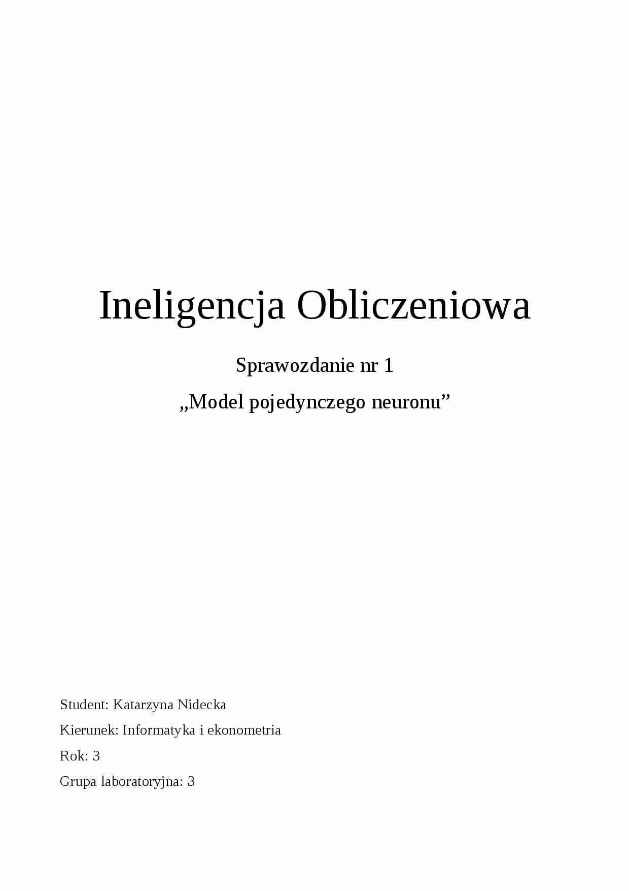 Model pojedynczego neuronu-zadanie - strona 1