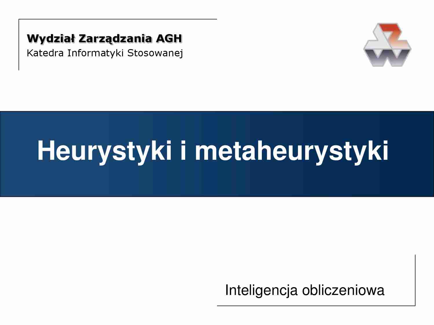 Heurystyki i metaheurystyki-wyklad - strona 1