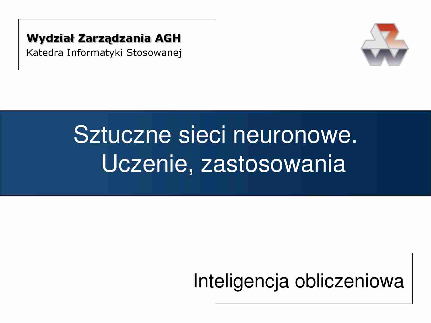 Sztuczne sieci neuronowe 2 - strona 1