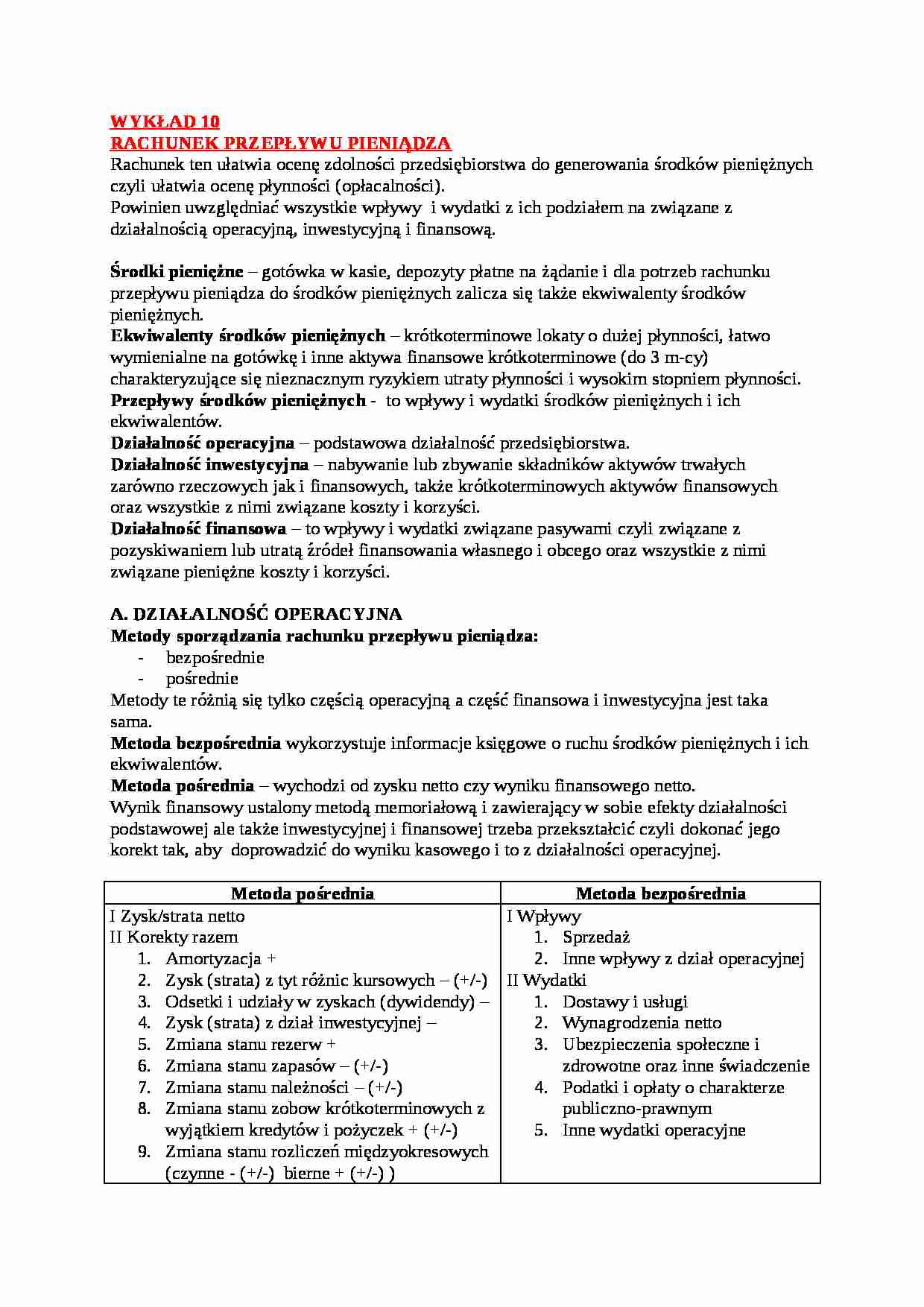 Rachunek przepływu pieniądza - strona 1