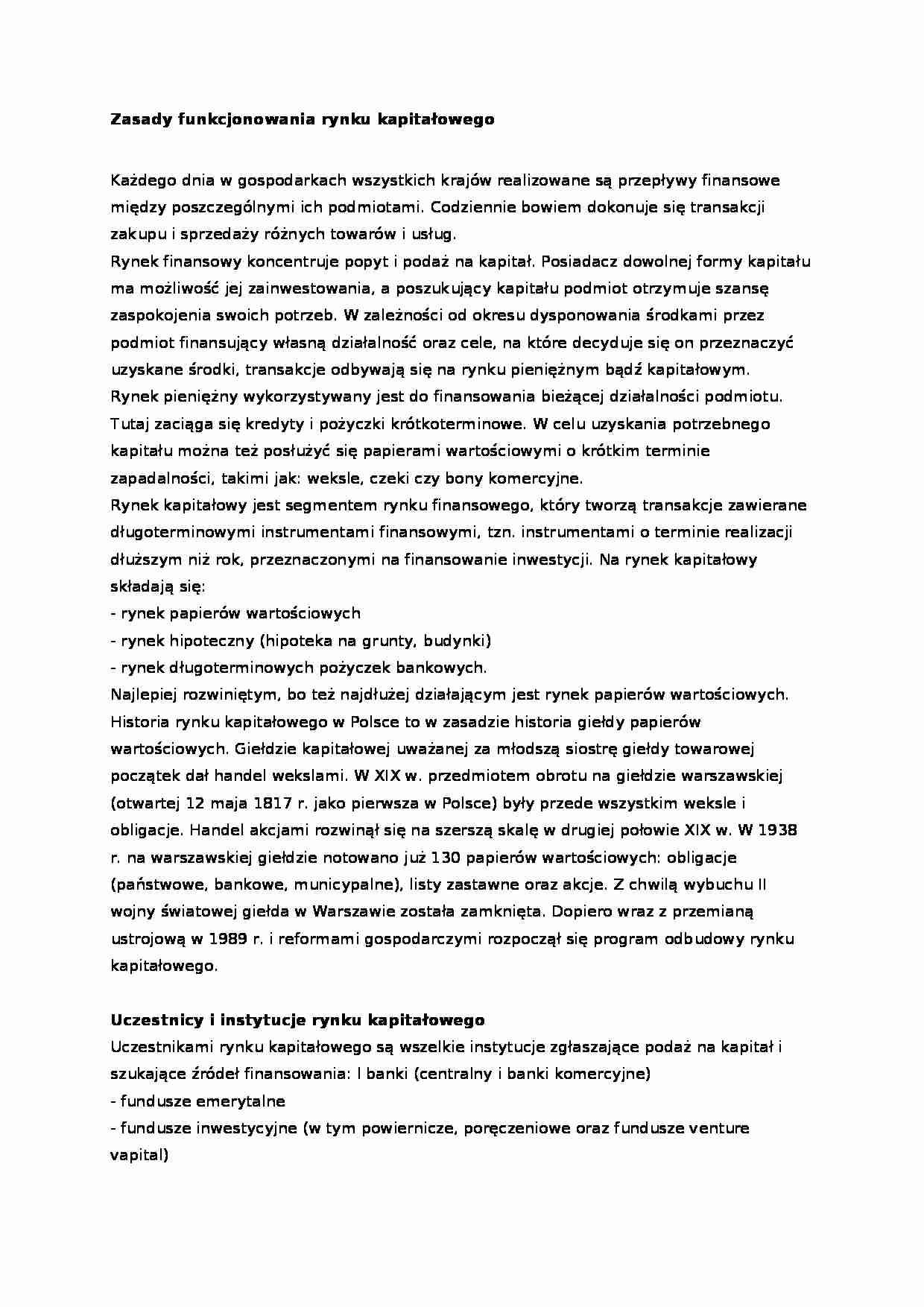Rynek kapitałowy - strona 1