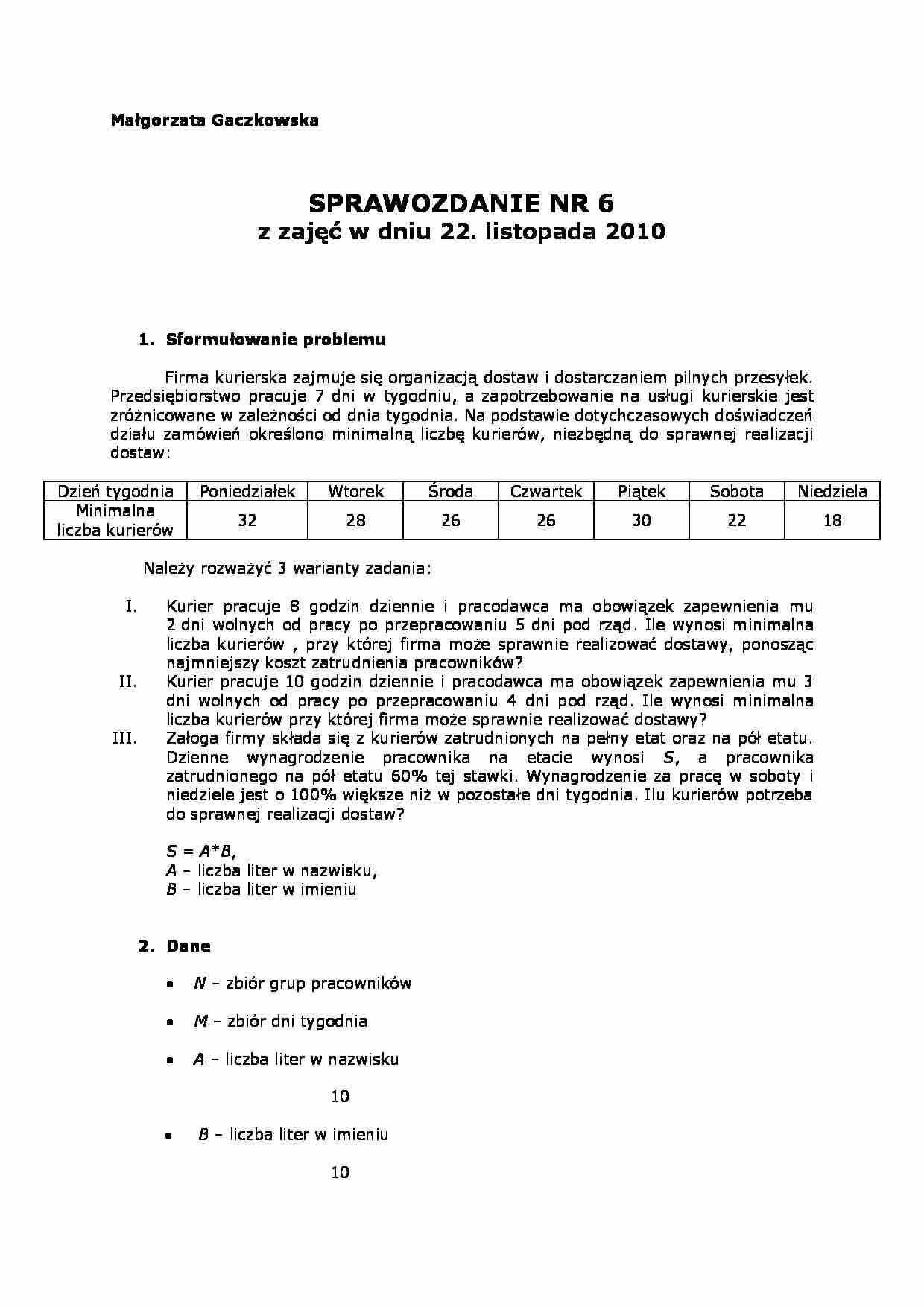 Badania operacyjne-sprawozdanie 6 - strona 1