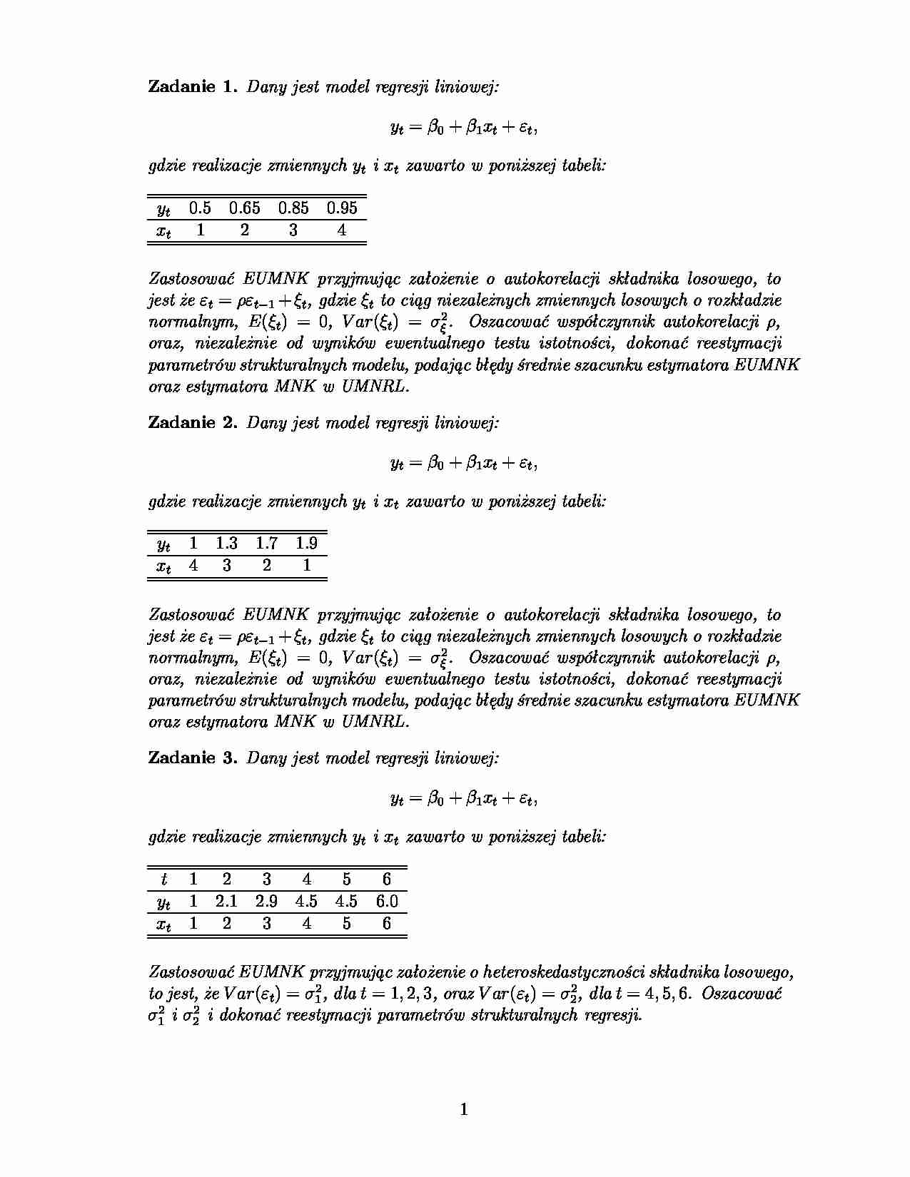 Ekonometria-zadania - Regresja liniowa - strona 1