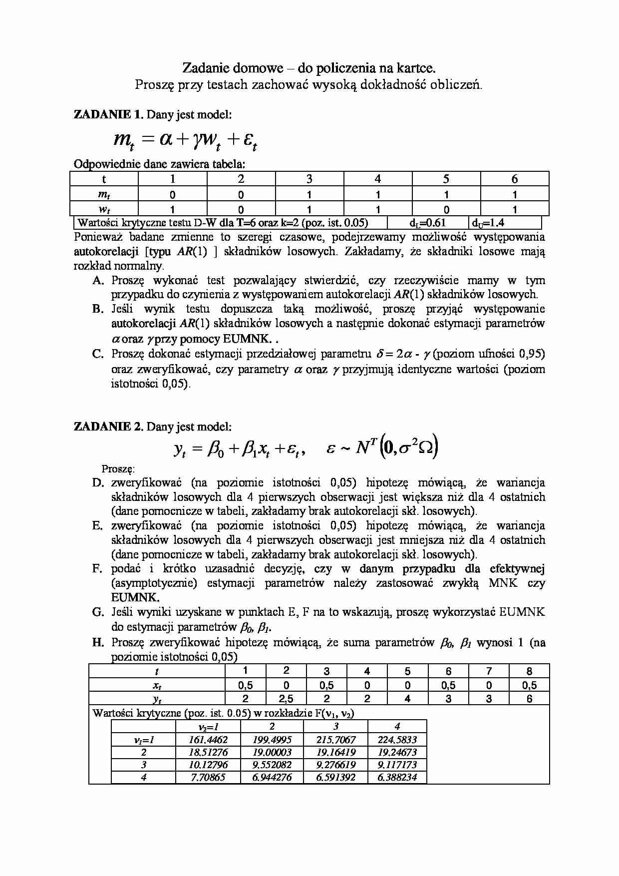 Ekonometria-zadanie - Poziom istotności - strona 1