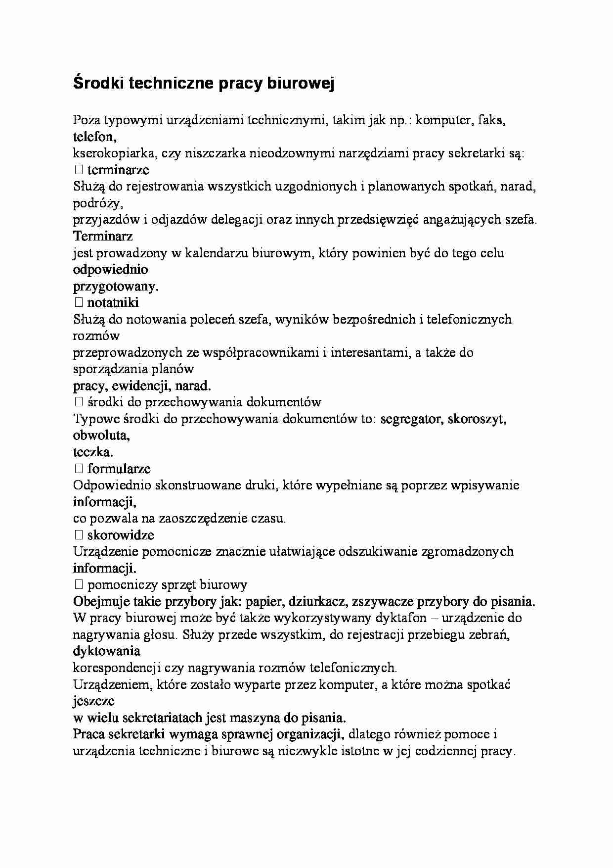 Środki techniczne pracy biurowej - strona 1