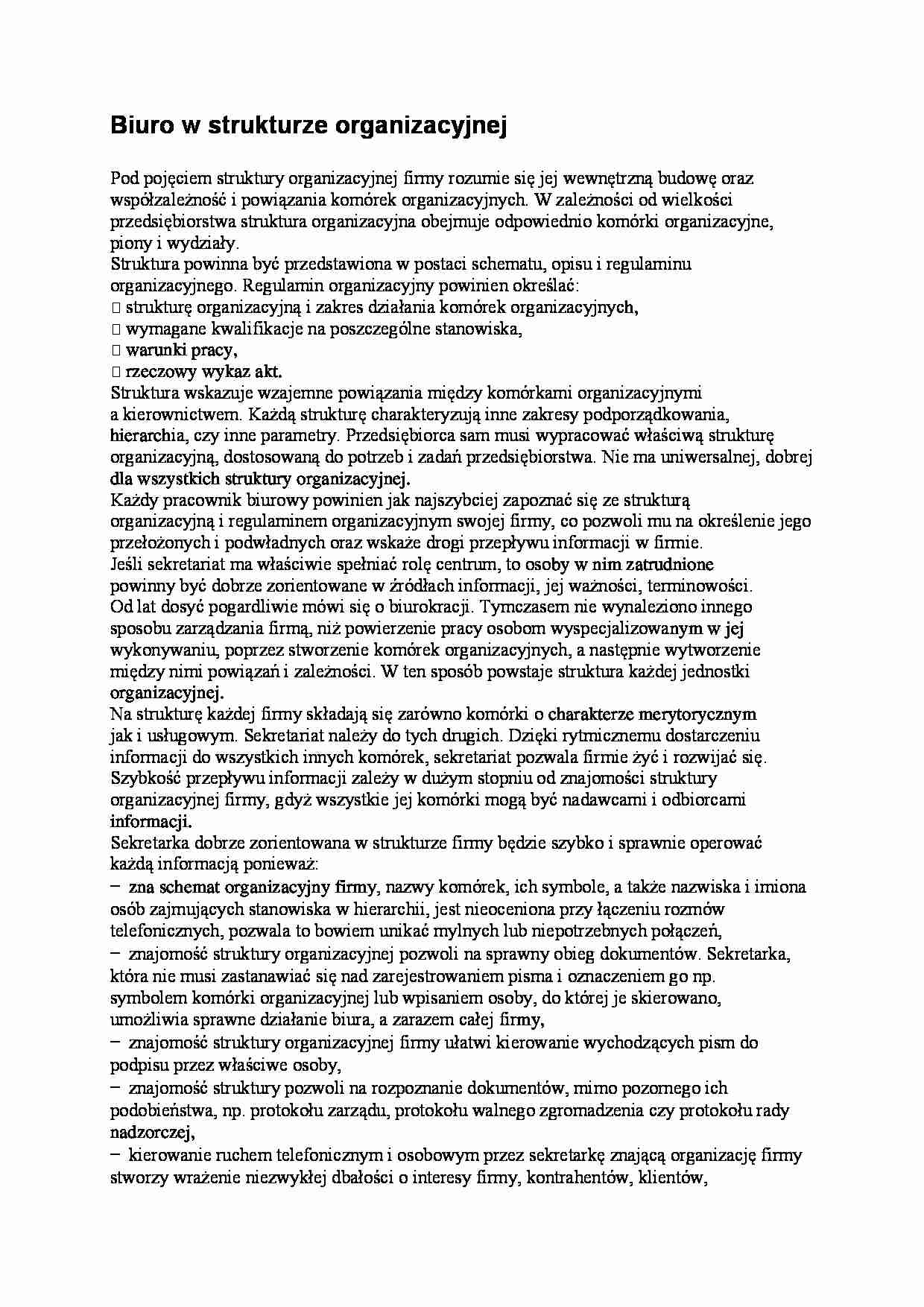 Biuro w strukturze organizacyjnej - strona 1