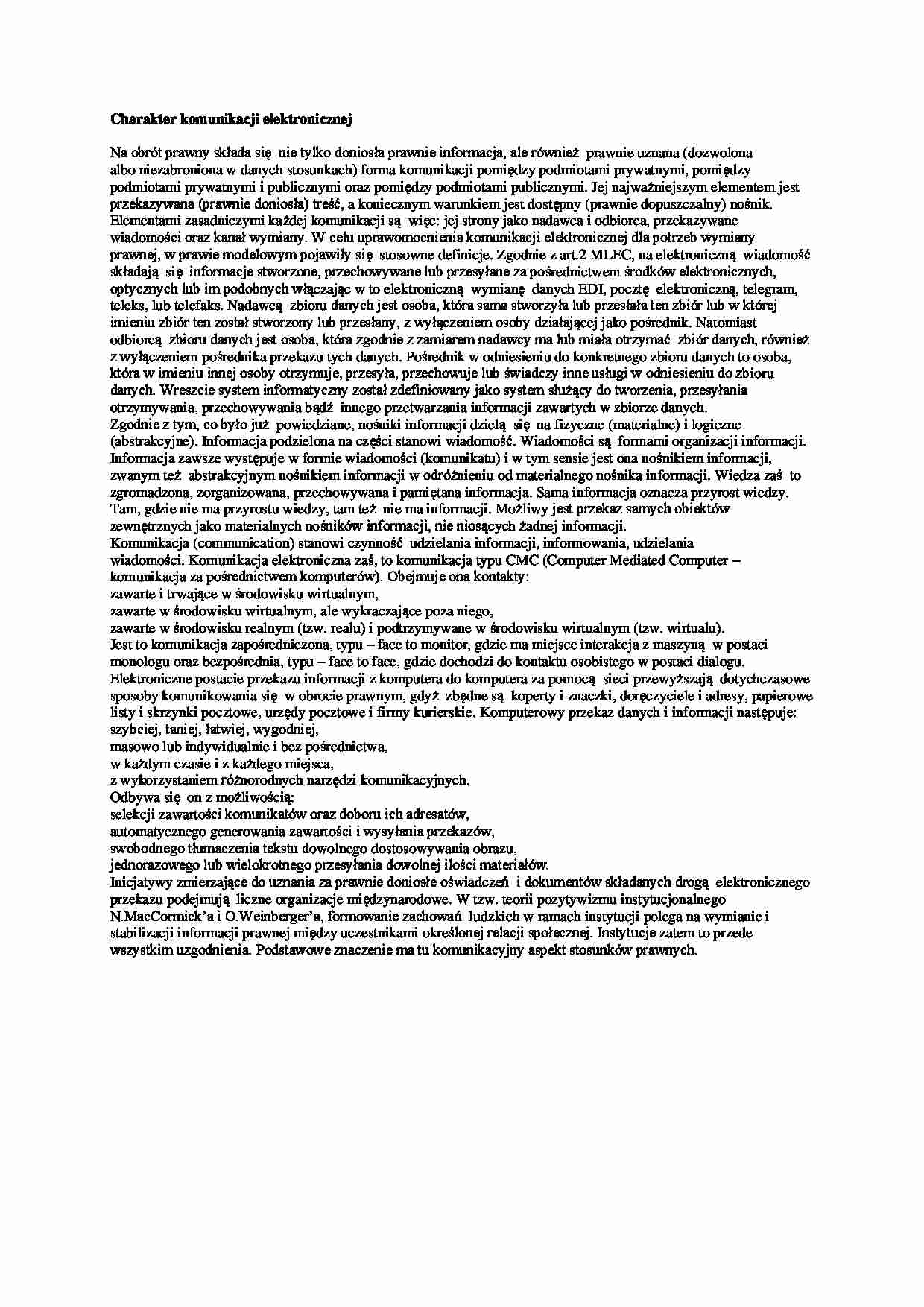 Charakter komunikacji elektronicznej - strona 1
