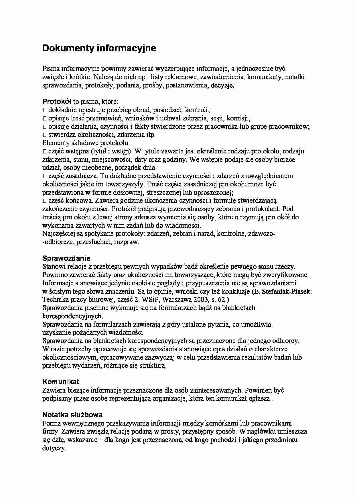 Dokumenty informacyjne - strona 1
