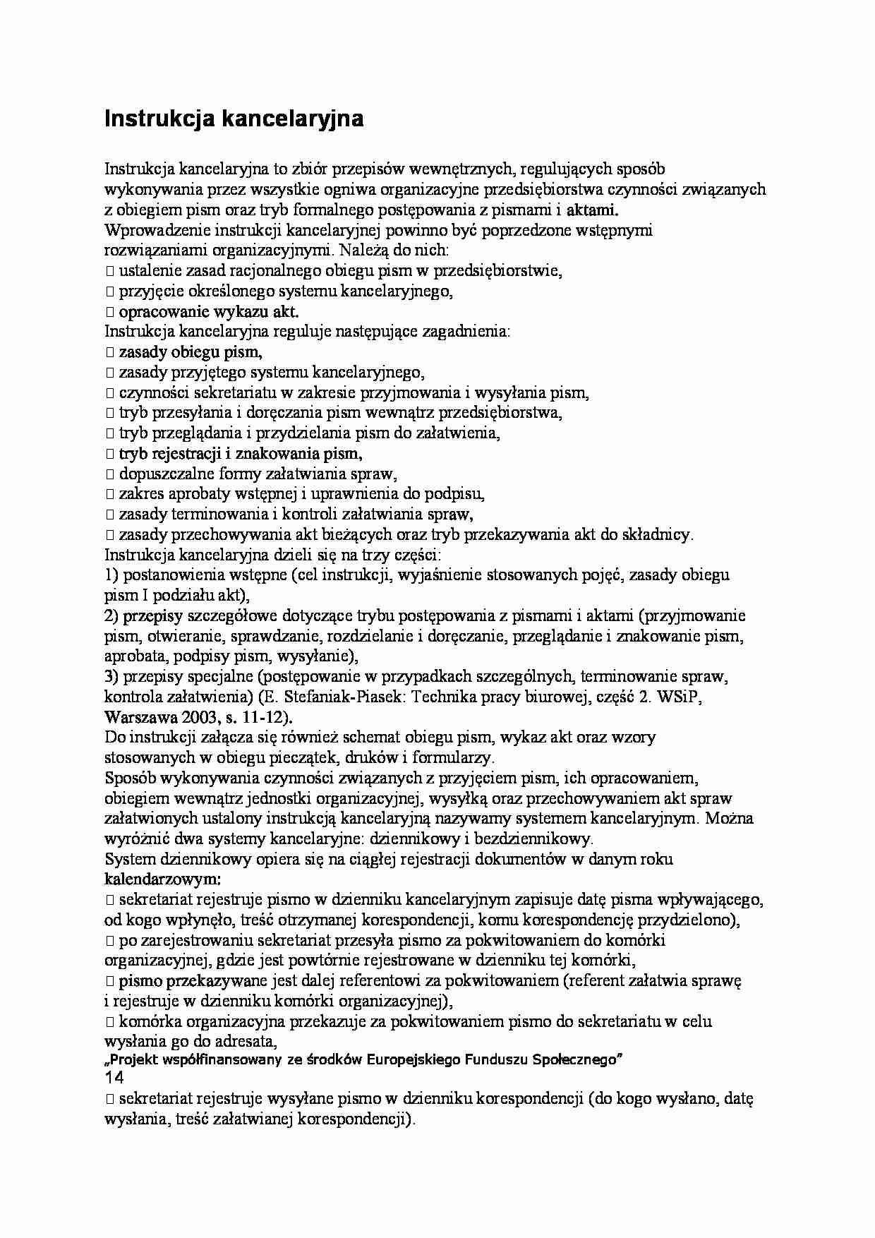 Instrukcja kancelaryjna - strona 1