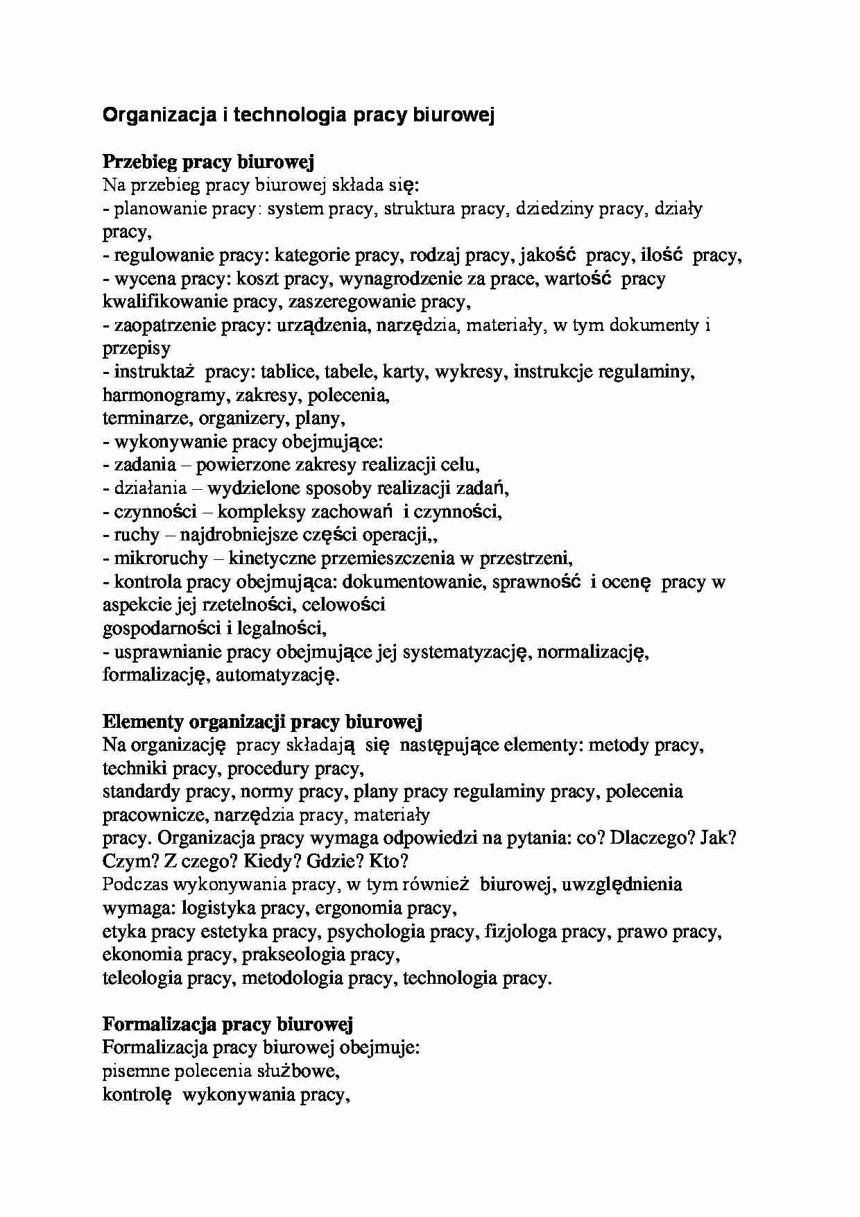 Organizacja i technologia pracy biurowej - strona 1