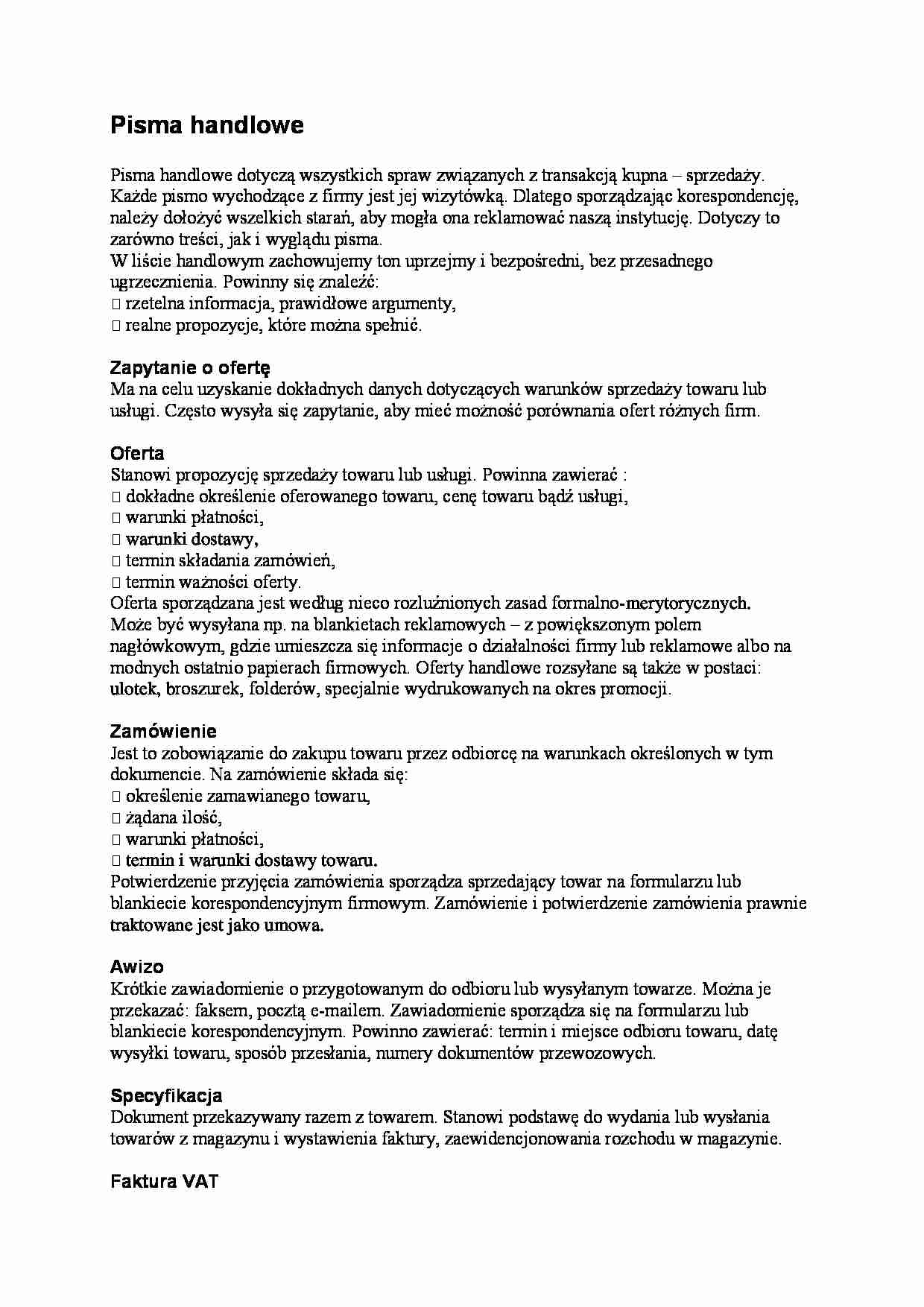 Pisma handlowe - strona 1