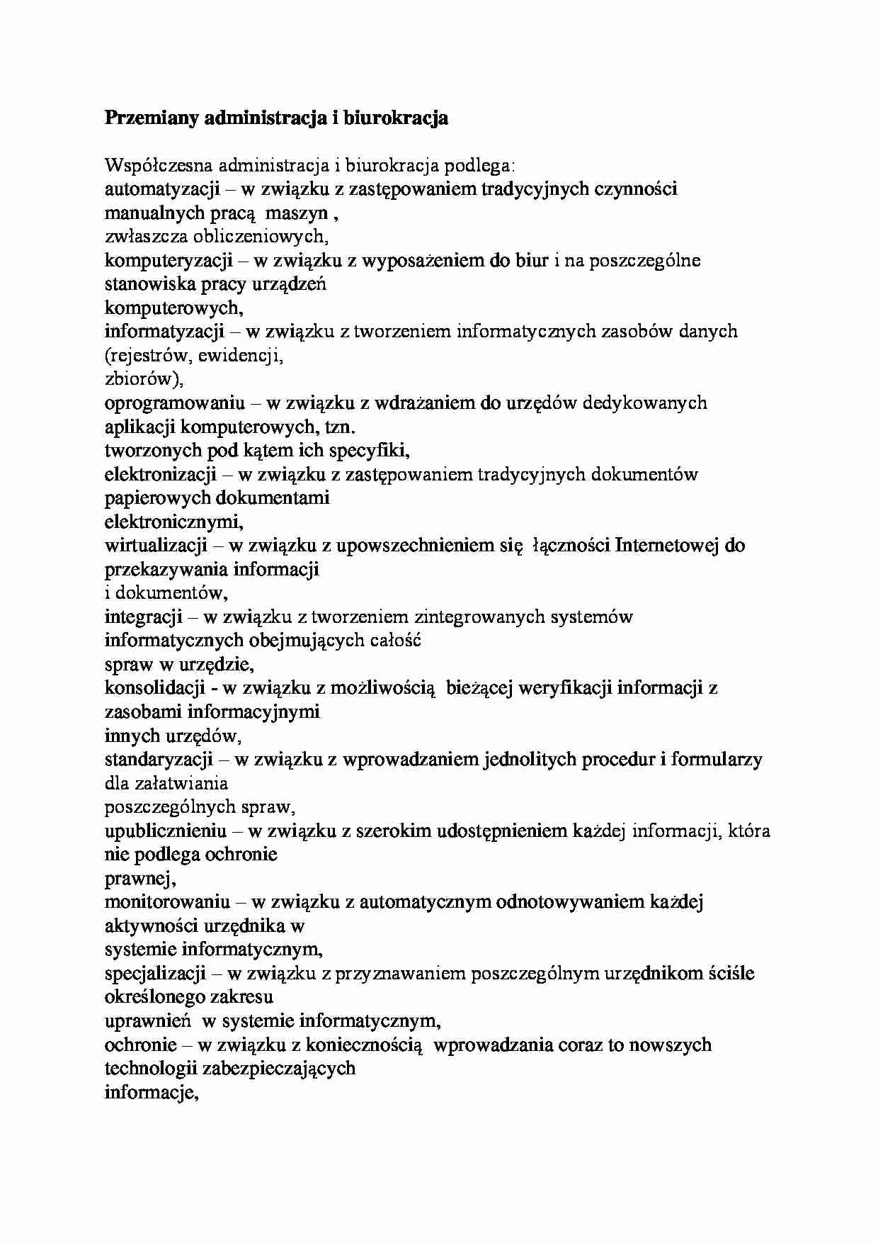 Przemiany administracja i biurokracja - strona 1