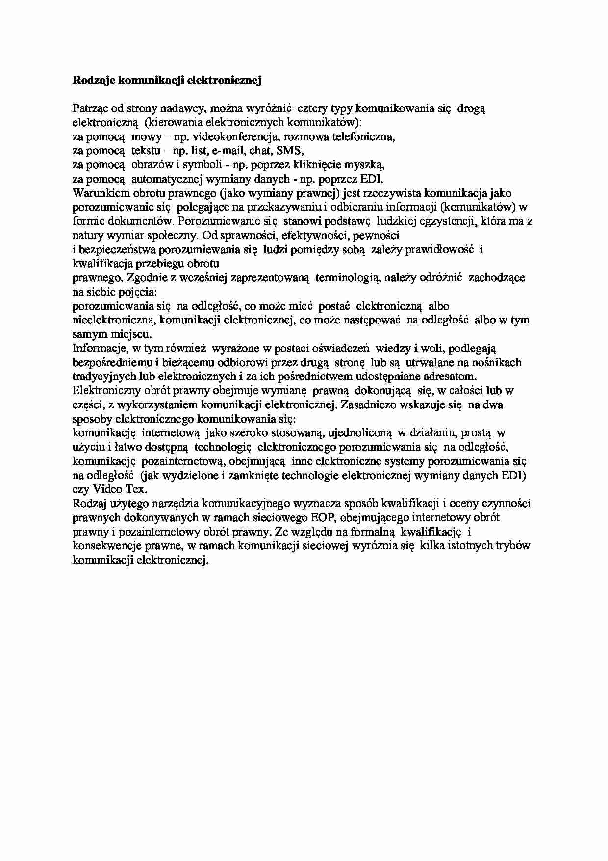 Rodzaje komunikacji elektronicznej - strona 1