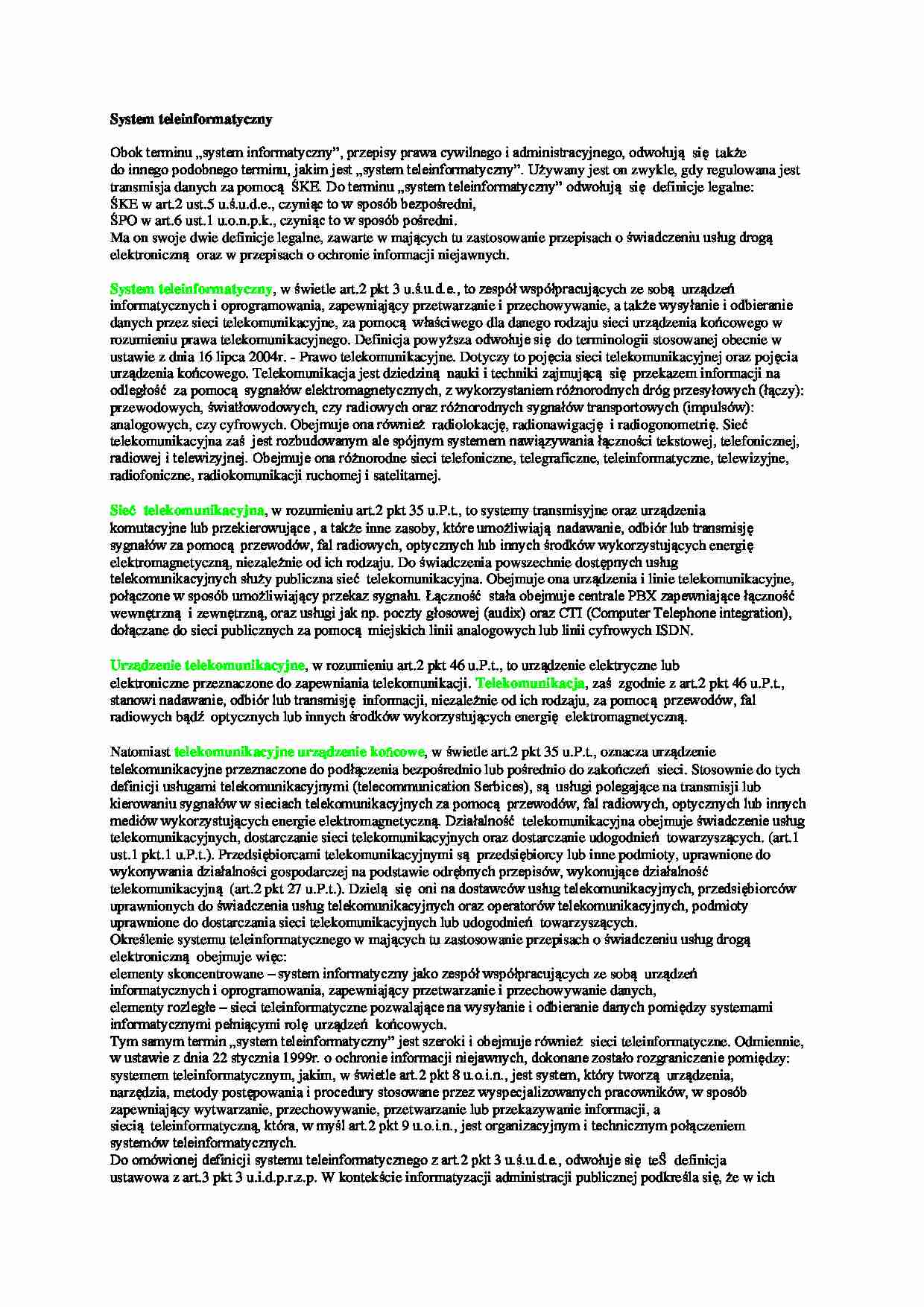 System teleinformatyczny - strona 1