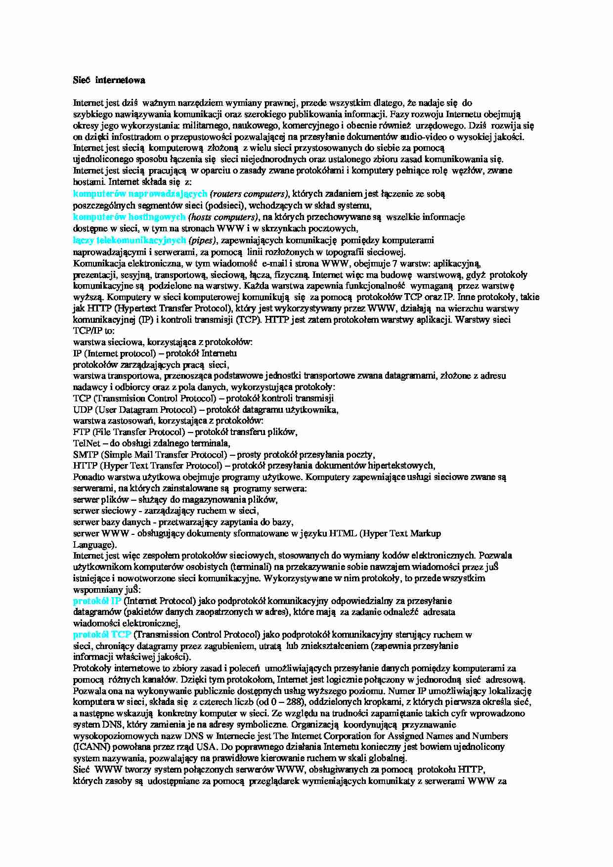 Sieć internetowa - protokół IP - strona 1