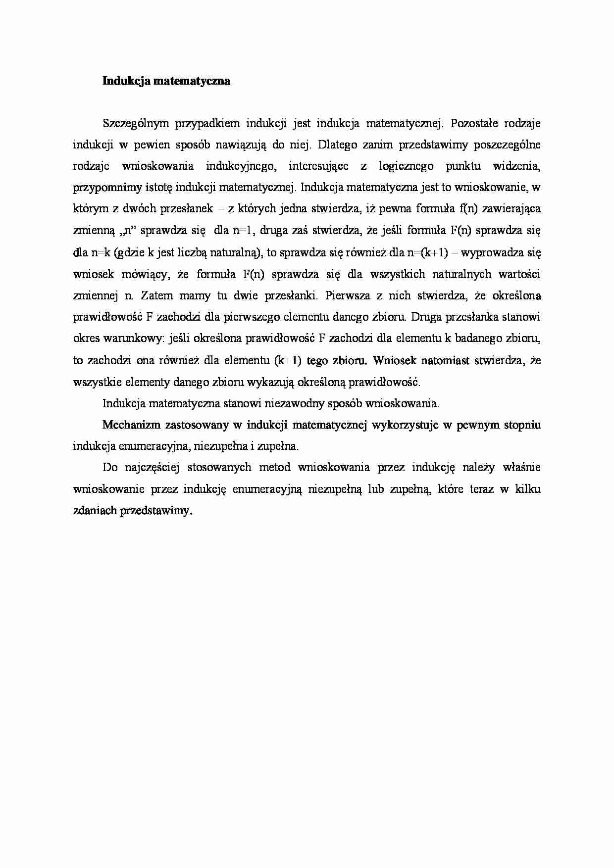 Indukcja matematyczna - Wnioskowanie - strona 1