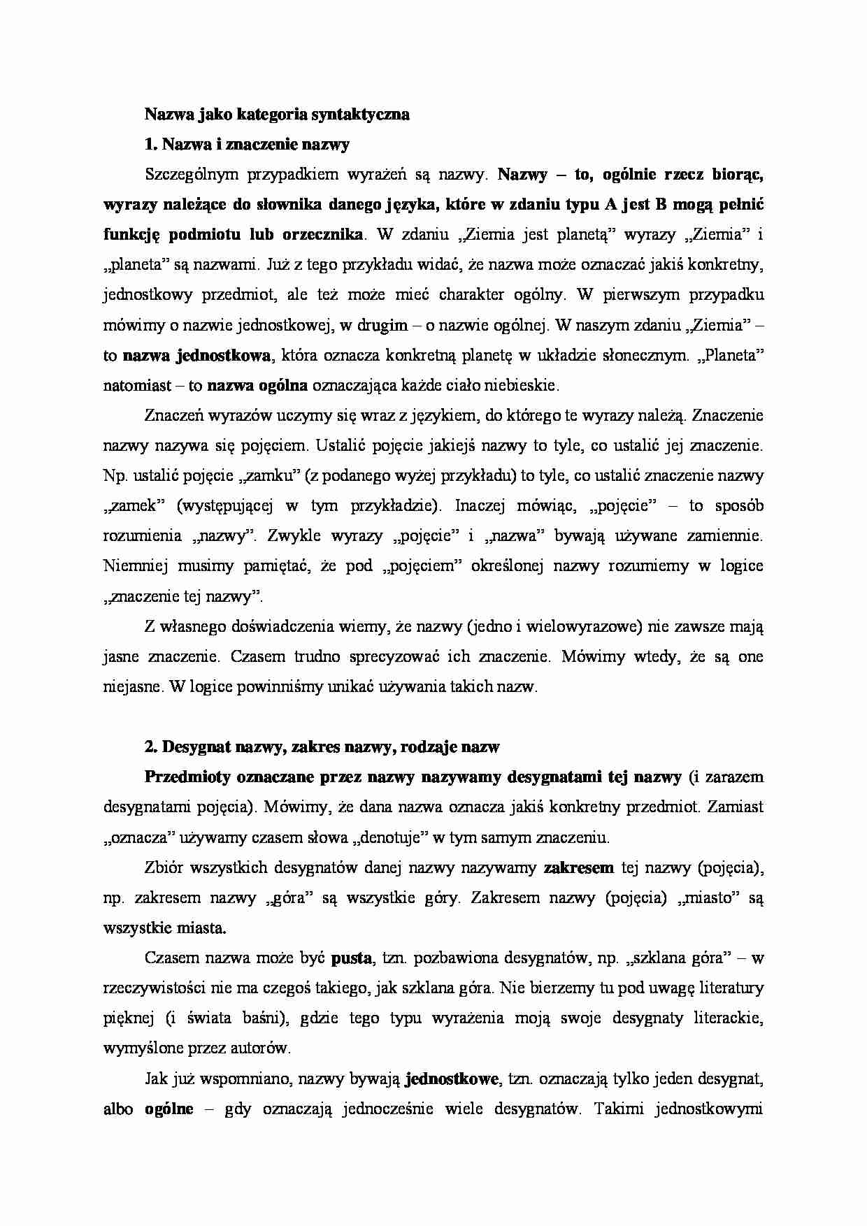 Nazwa jako kategoria syntaktyczna - strona 1