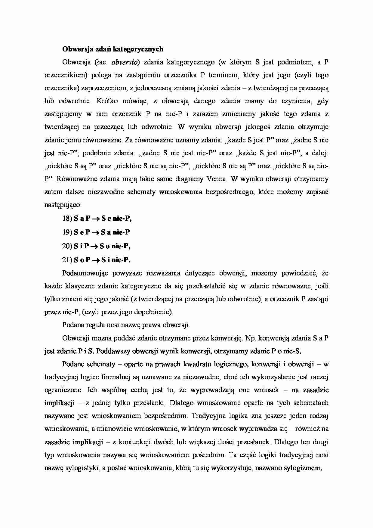 Obwersja zdań kategorycznych - strona 1