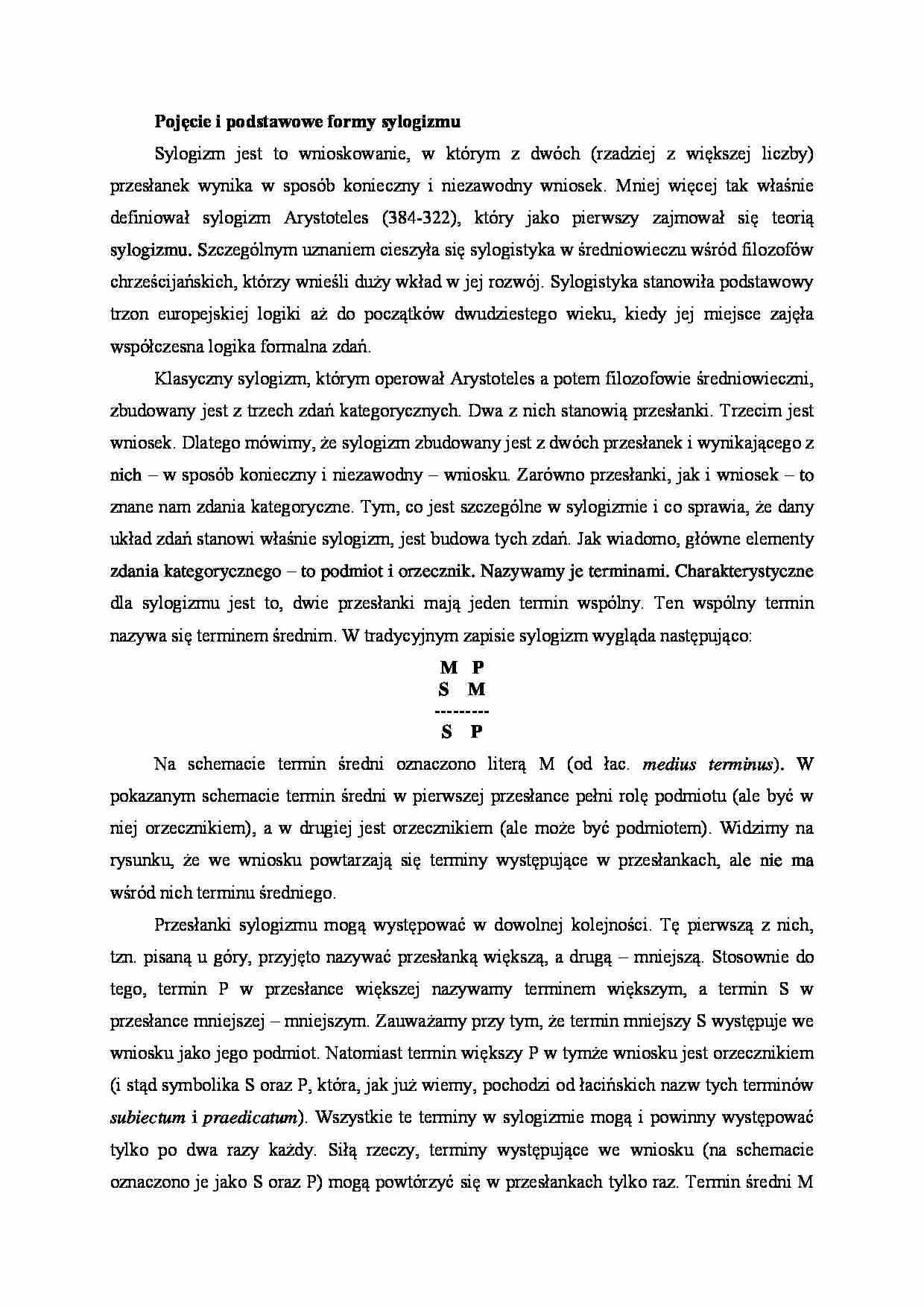 Pojęcie i podstawowe formy sylogizmu - strona 1