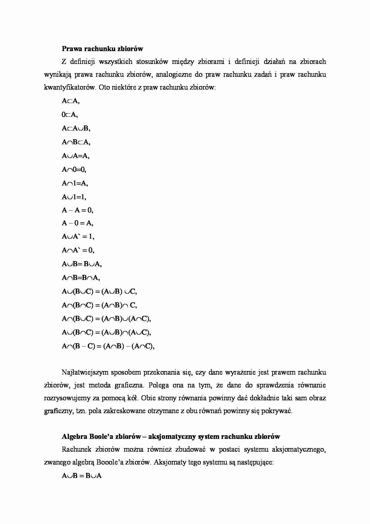 Prawa rachunku zbiorów - strona 1