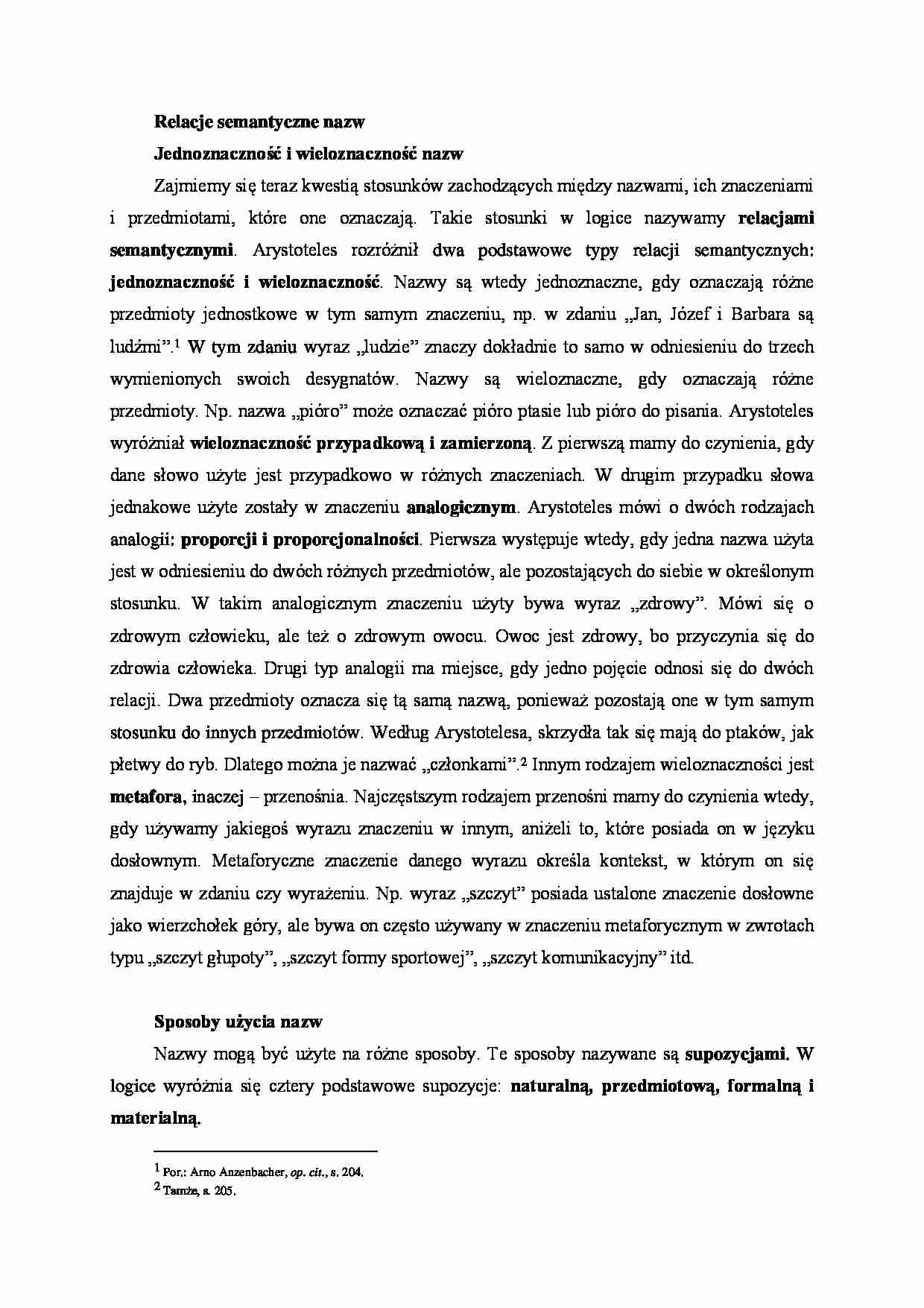 Relacje semantyczne nazw - strona 1