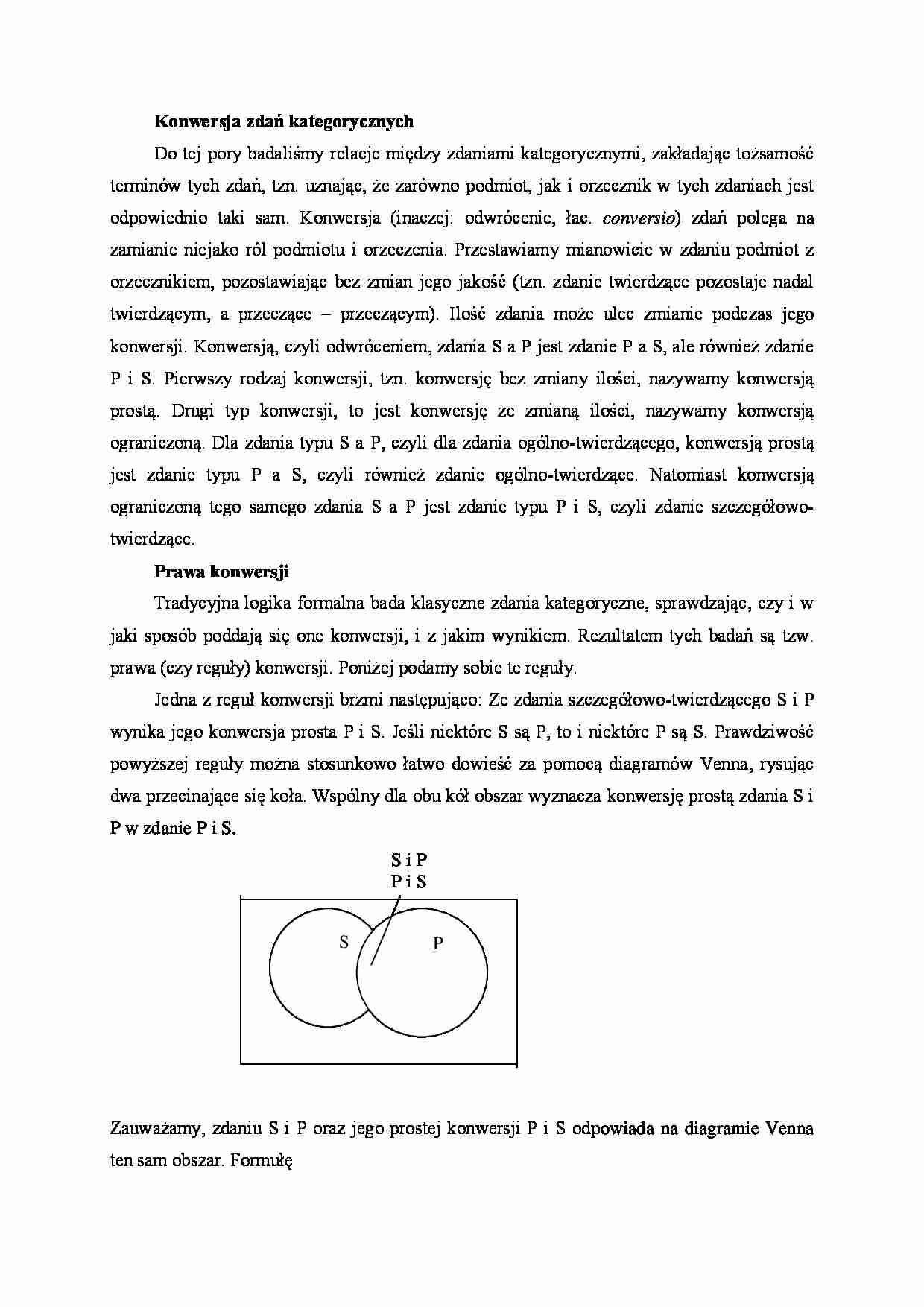 Konwersja zdań kategorycznych - strona 1