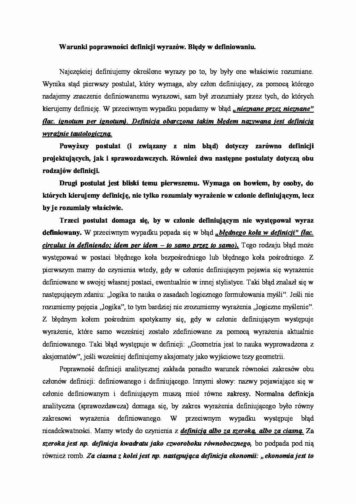 Warunki poprawności definicji wyrazów - strona 1