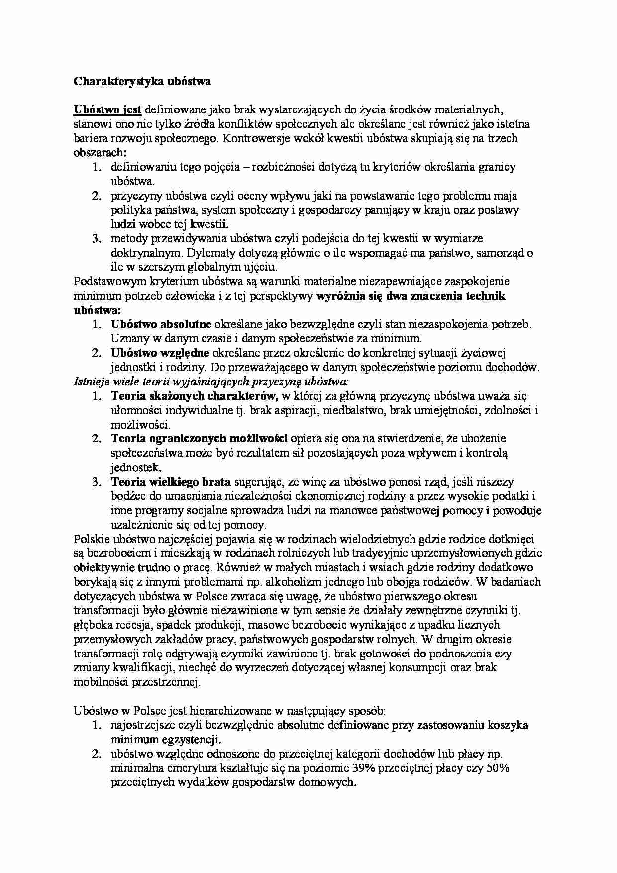 Charakterystyka ubóstwa - strona 1