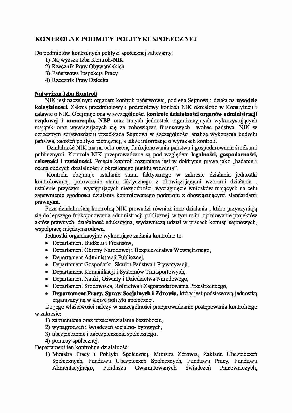 Kontrolne podmioty polityki społecznej - strona 1