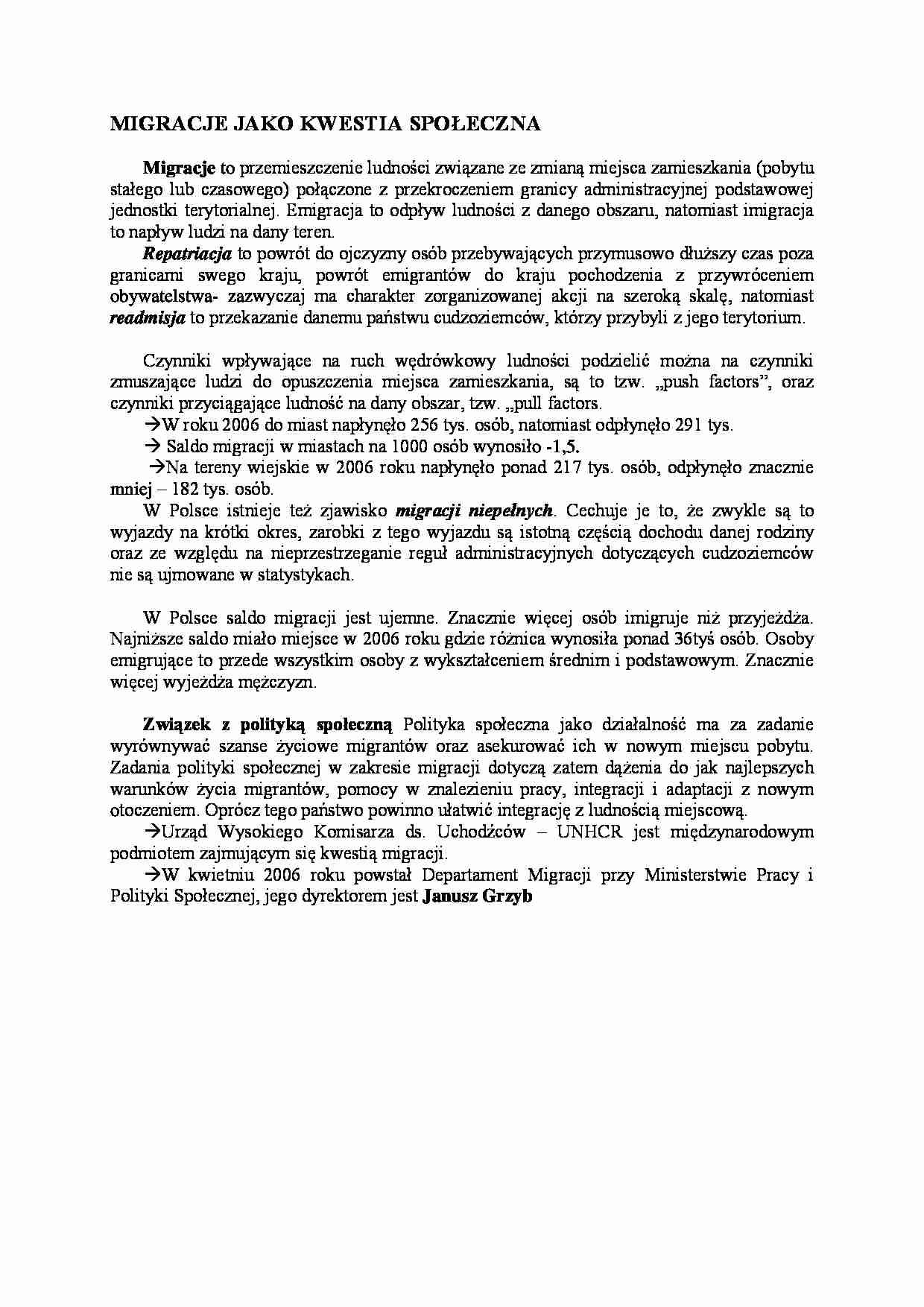 Migracje jako kwestia społeczna - strona 1