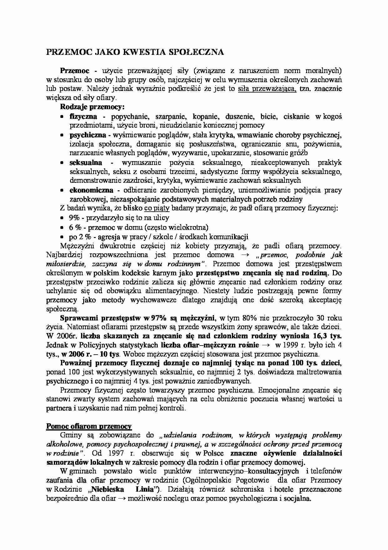 Przemoc jako kwestia społeczna - strona 1