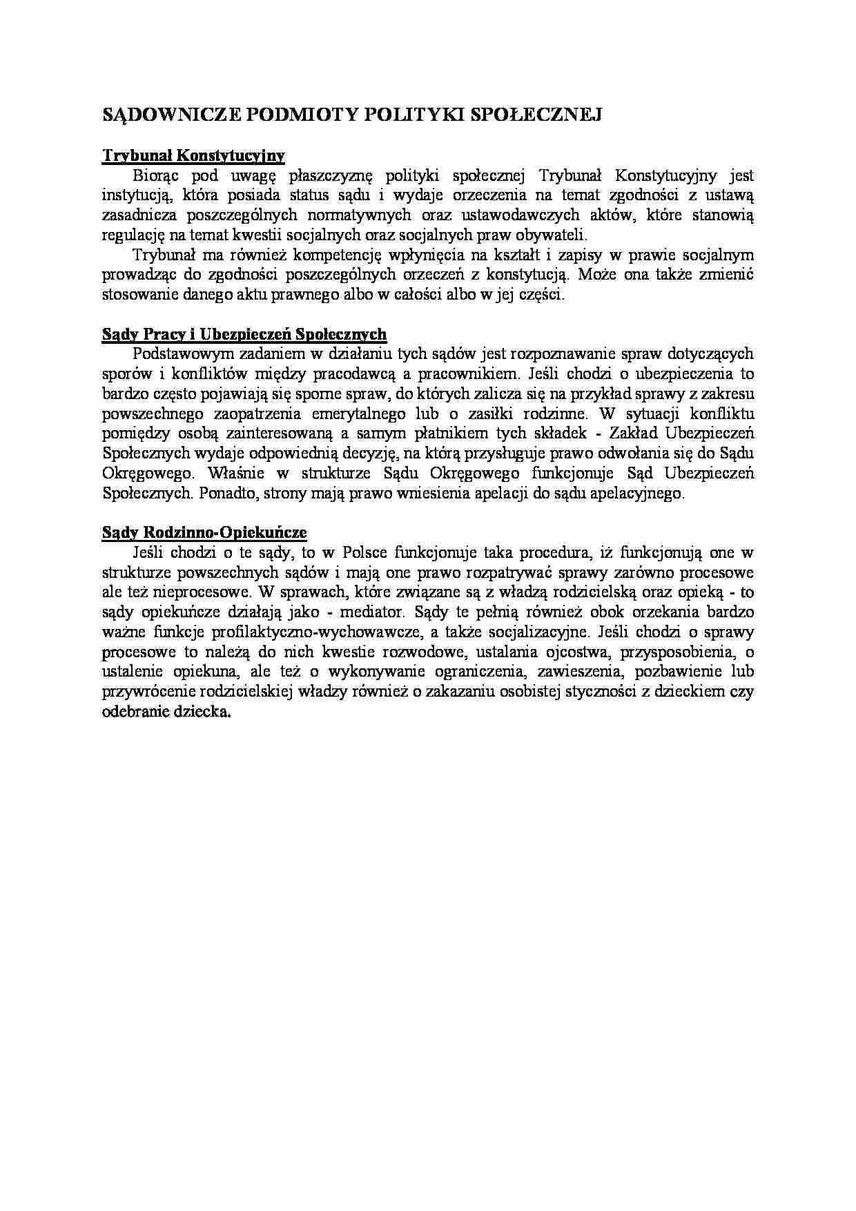 Sądownicze podmioty polityki społecznej - strona 1