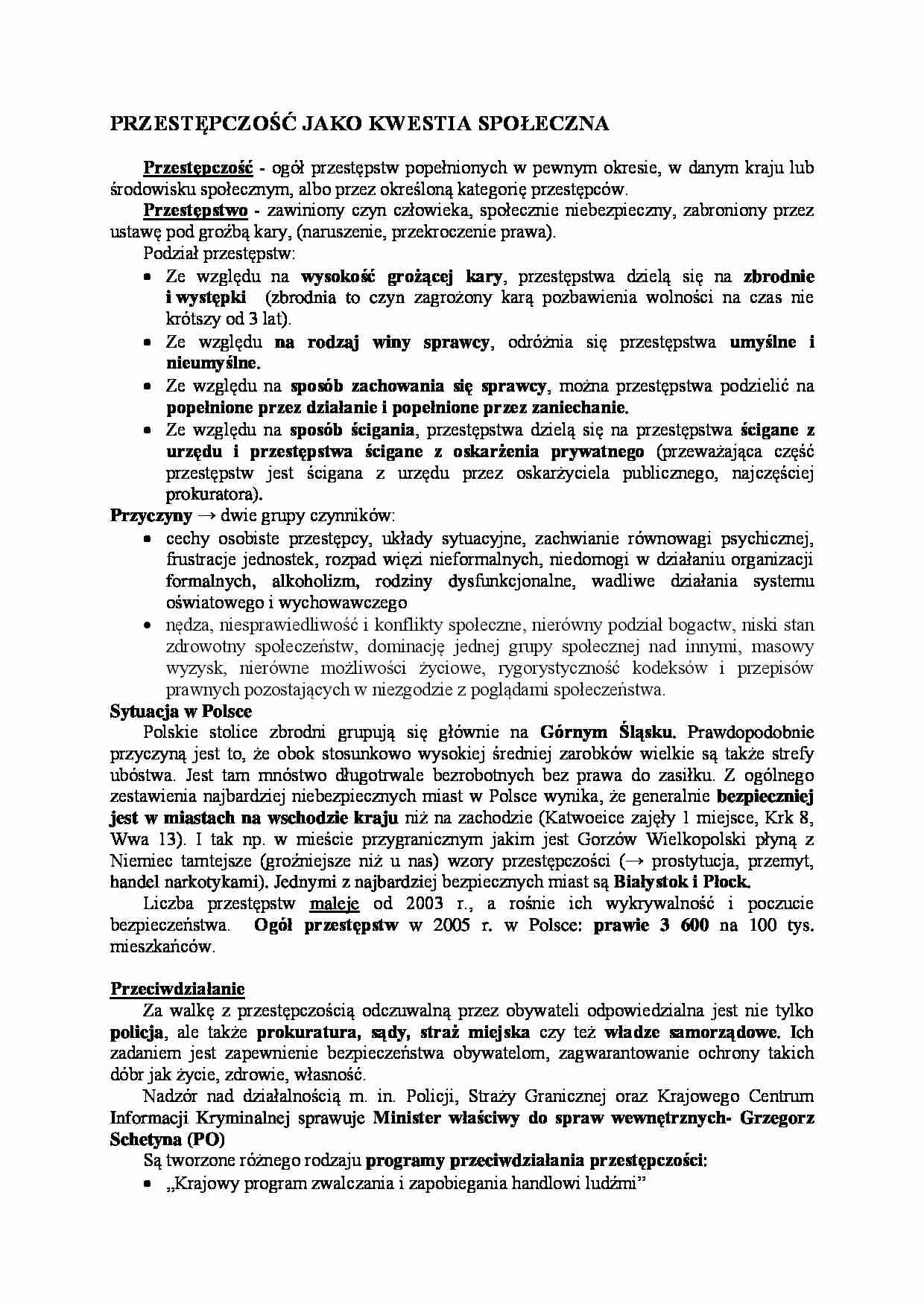 Przestępczość jako kwestia społeczna - strona 1