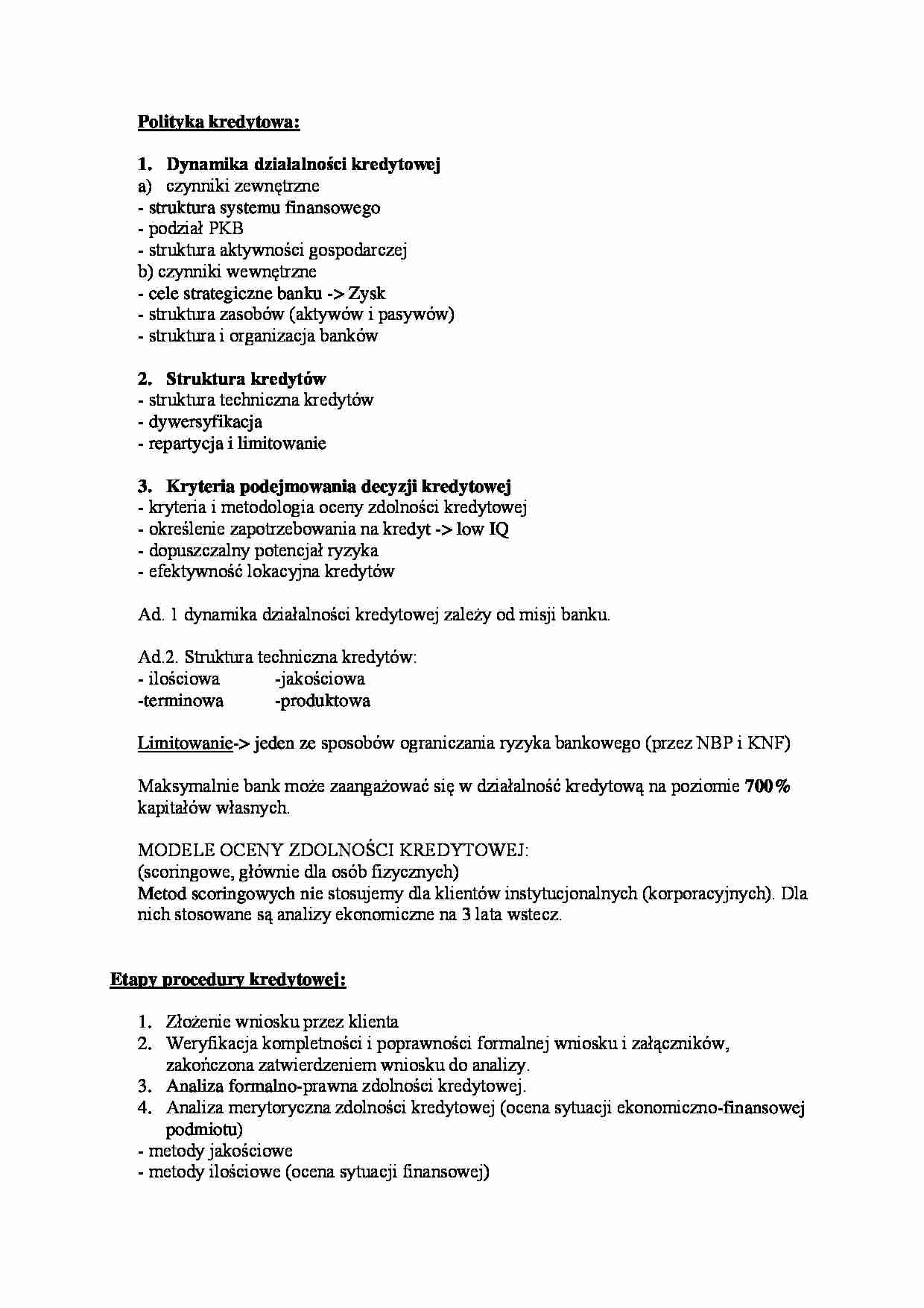 Polityka kredytowa - strona 1