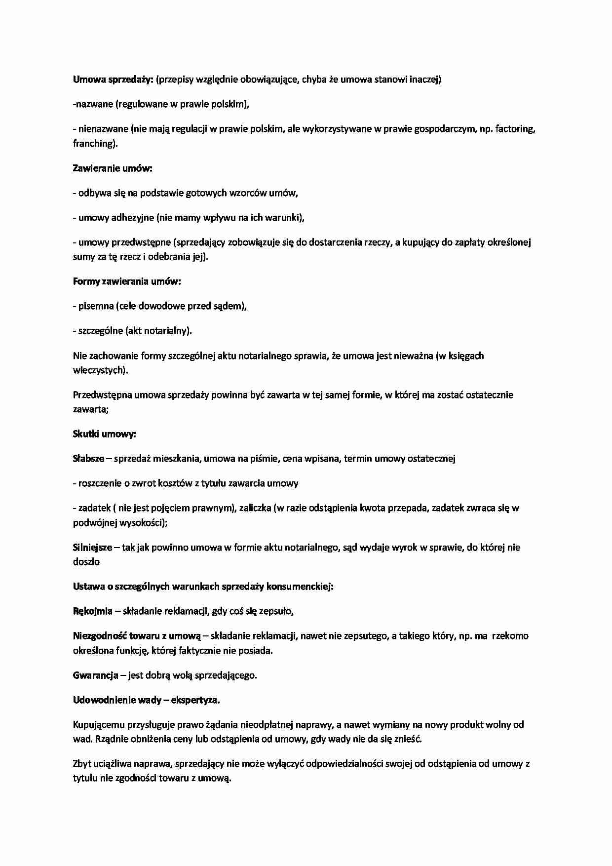 Umowa sprzedaży - przepisy - strona 1