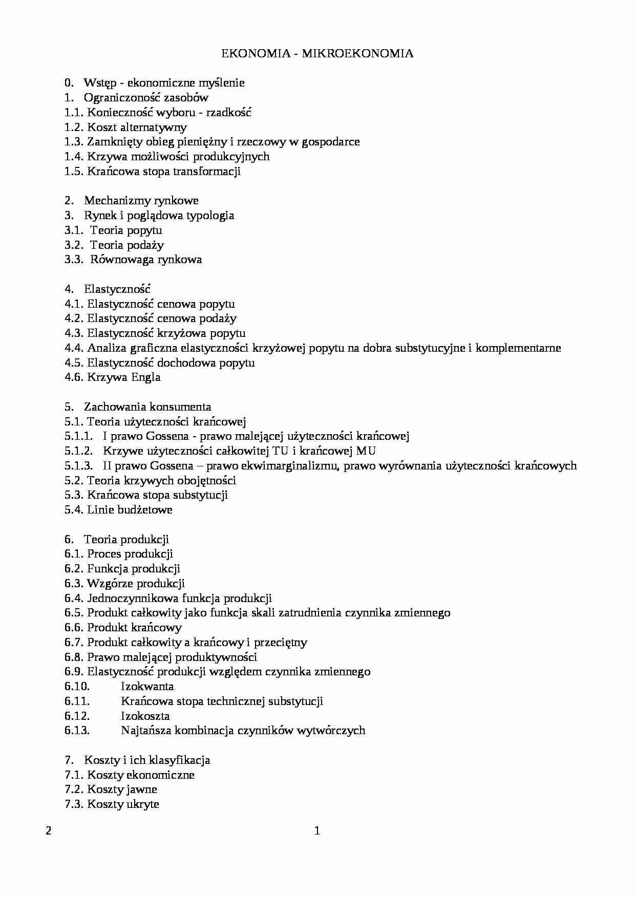 Mikroekonomia - spis - strona 1