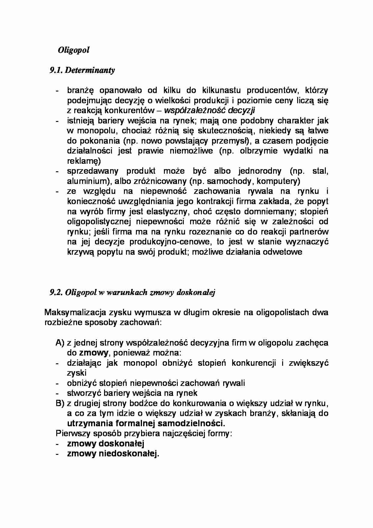 Oligopol - omówienie zagadnienia - strona 1