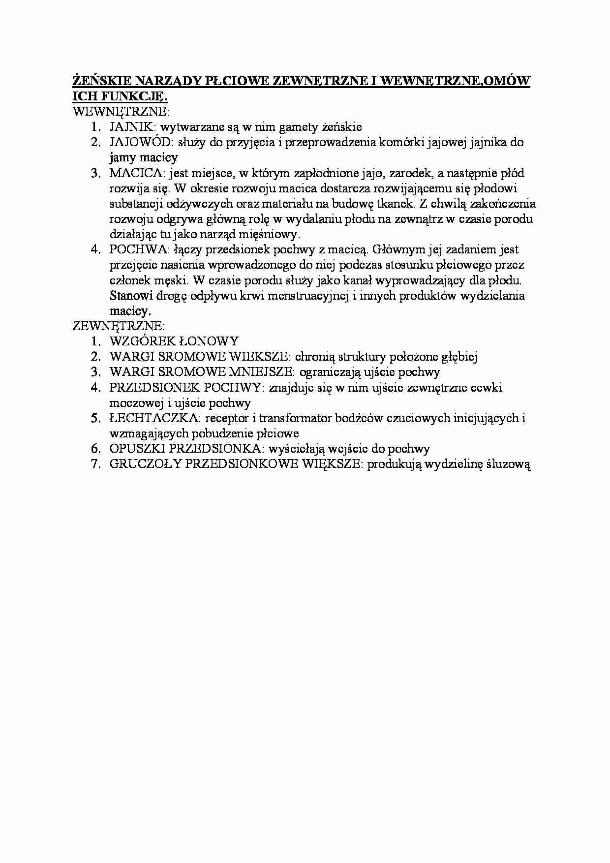 Żeńskie narządy płciowe i ich funkcje - strona 1