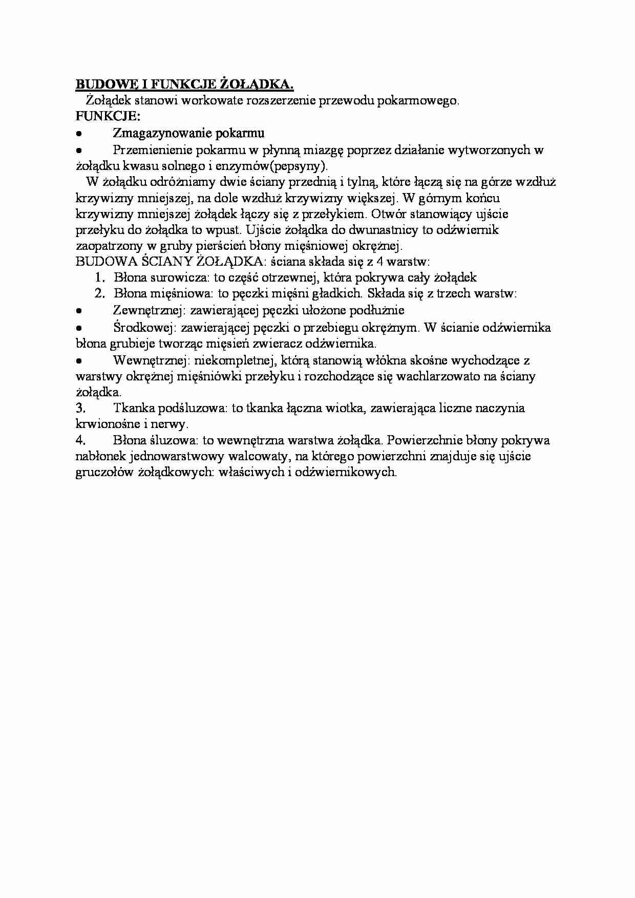 Budowa i funkcja żołądka - strona 1