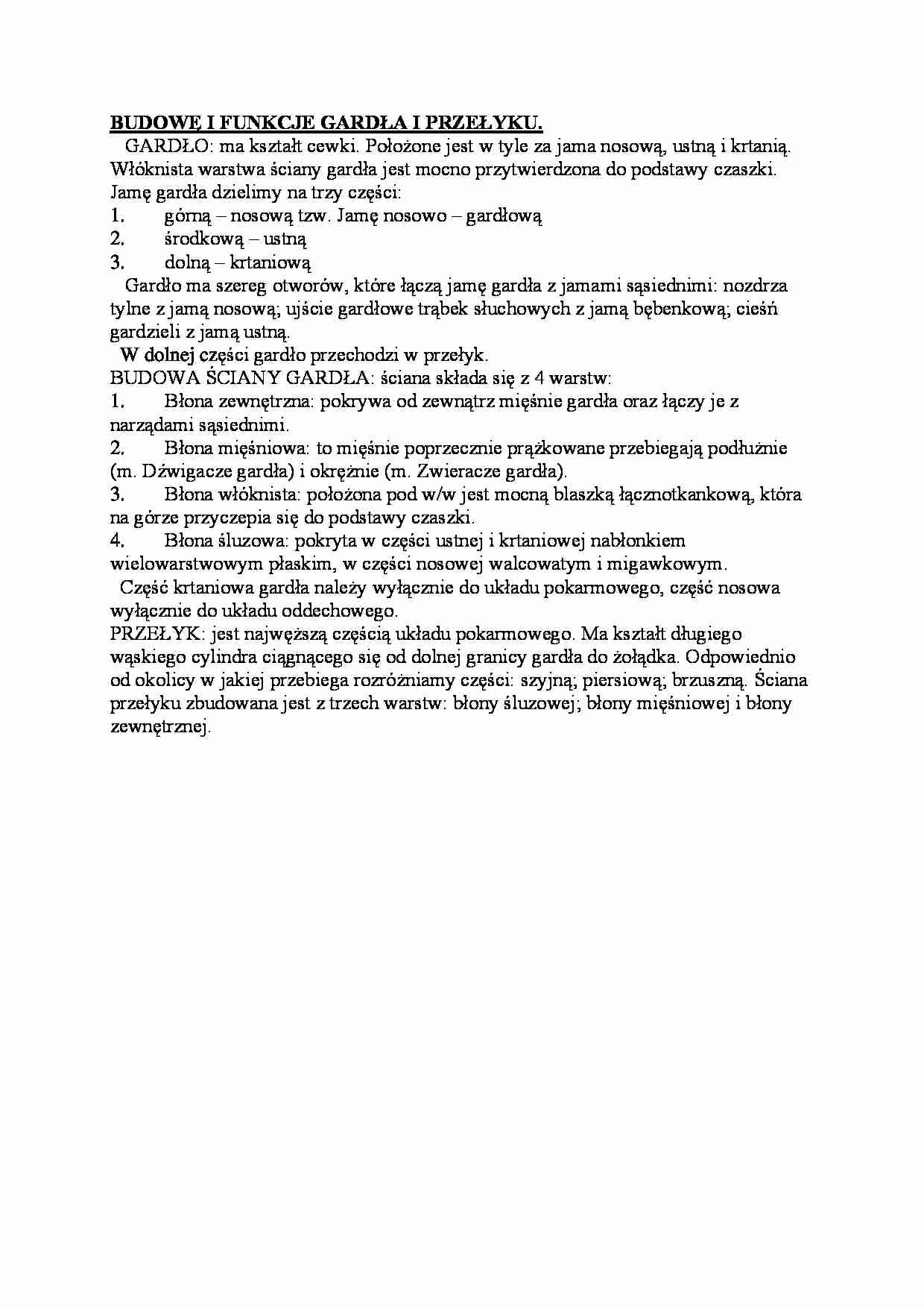 Budowa i funkcja gardła i przełyku - strona 1