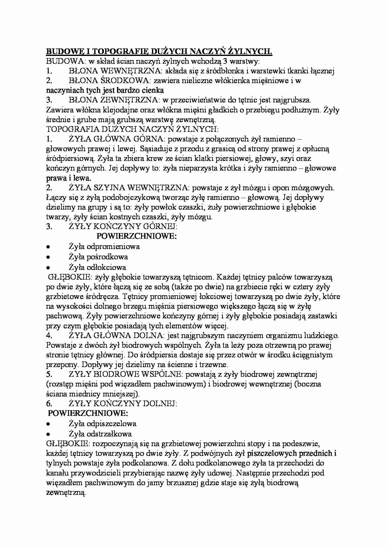 Budowa i topografia dużych naczyń żylnych - strona 1