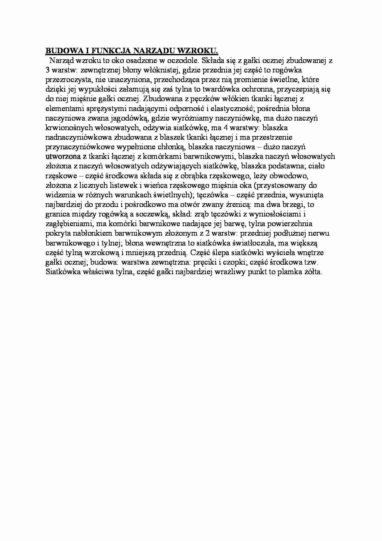 Budowa i funkcja narządu wzroku - strona 1