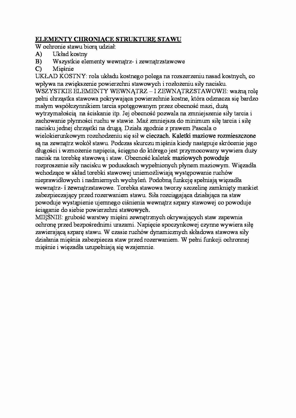 Elementy chroniące strukturę stawu - strona 1