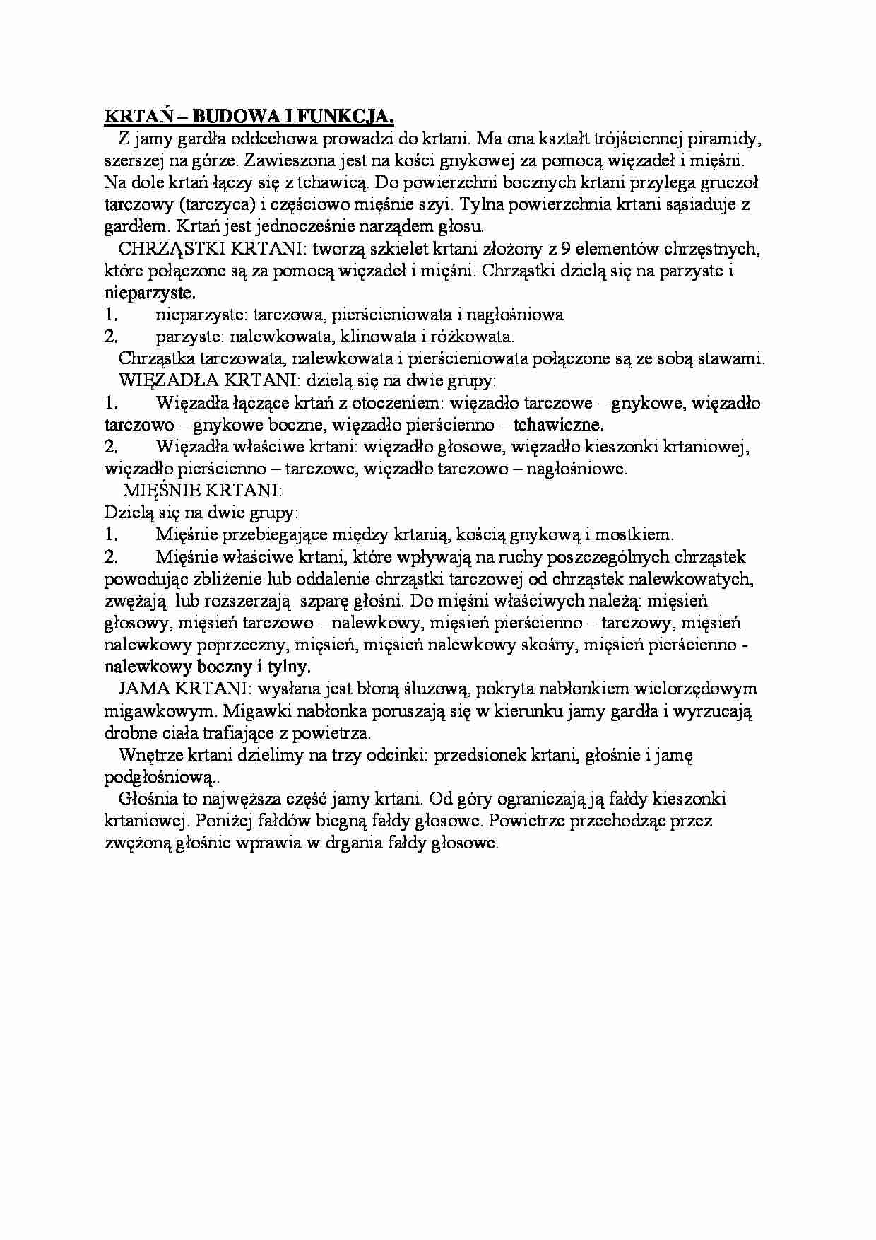 Krtań - budowa i funkcja - strona 1